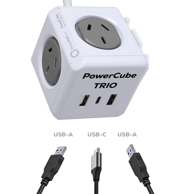 Power Cube Extended Trio USB (2A,1C)
