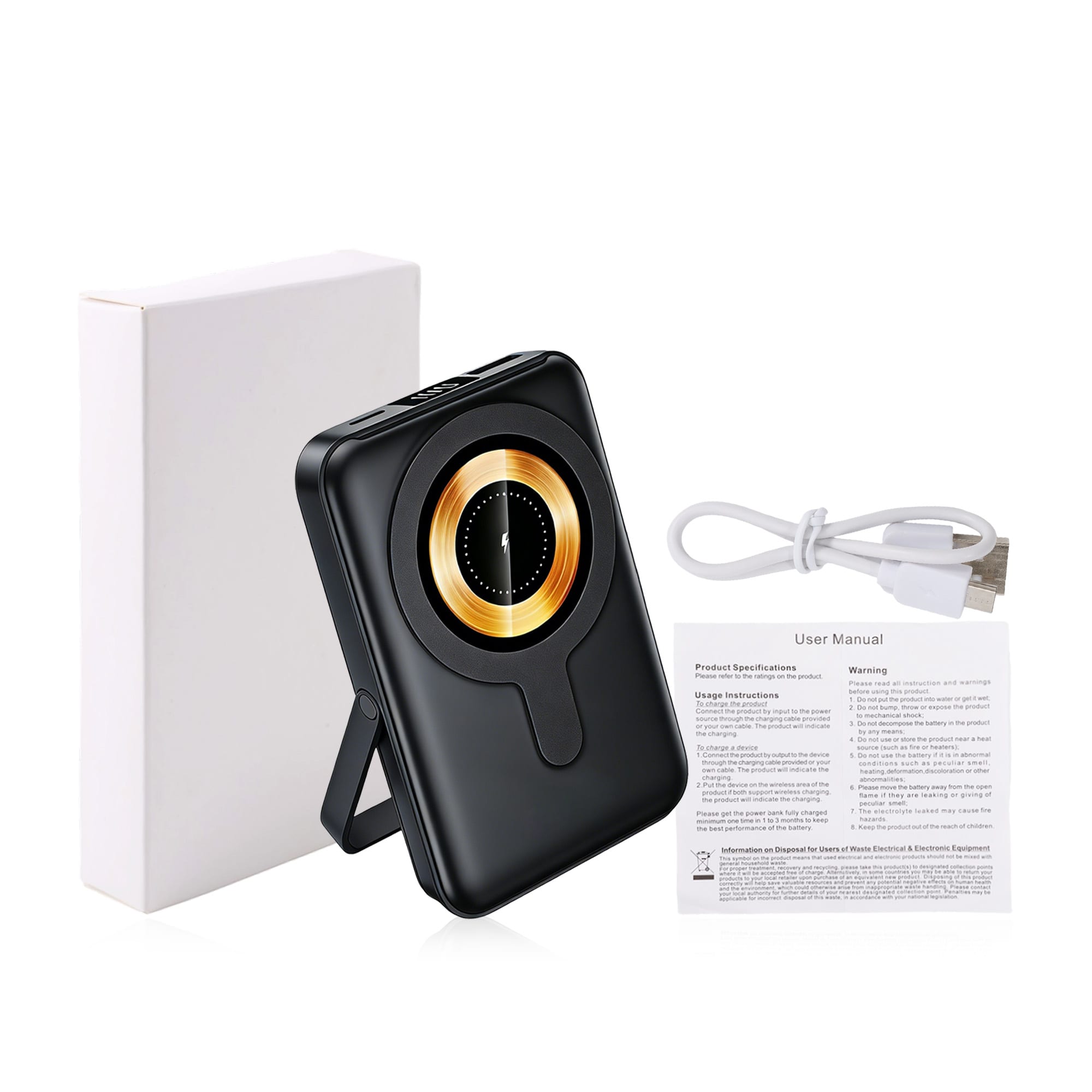 10000mAh Magnetic Wireless Power Bank with Phone Stand