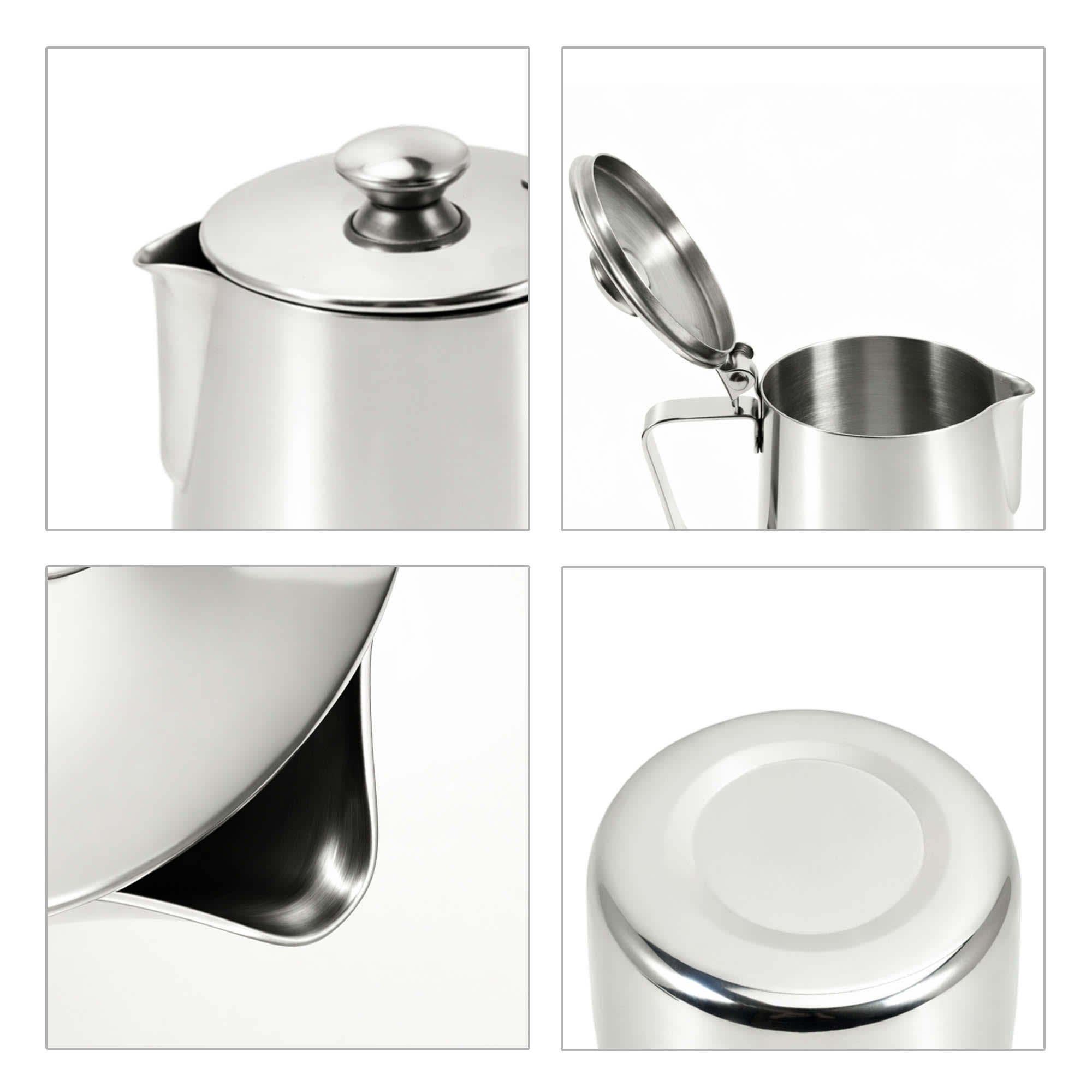 Stainless Steel Milk Frothing Pitcher with Lid
