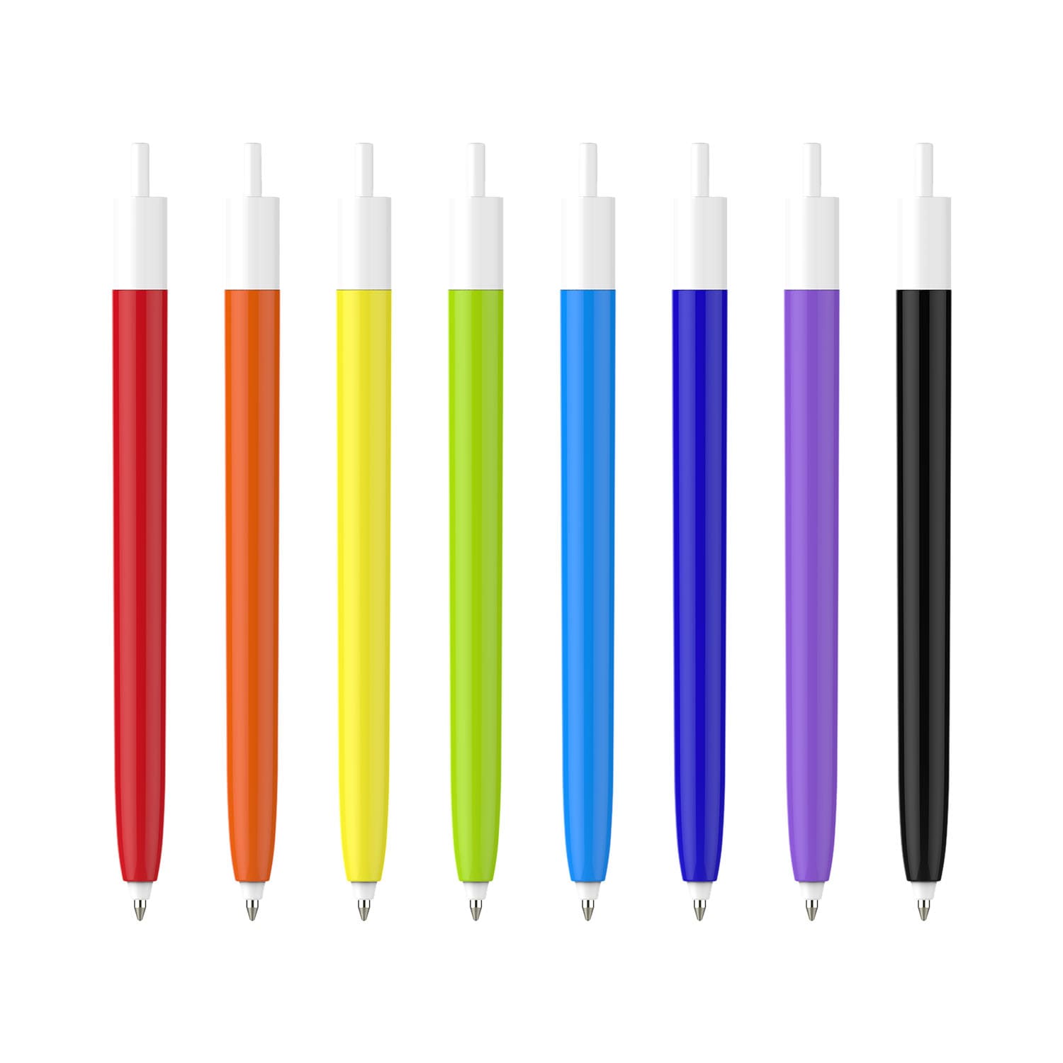 Push Button Pen - Colour Barrel with Creamy White Cap