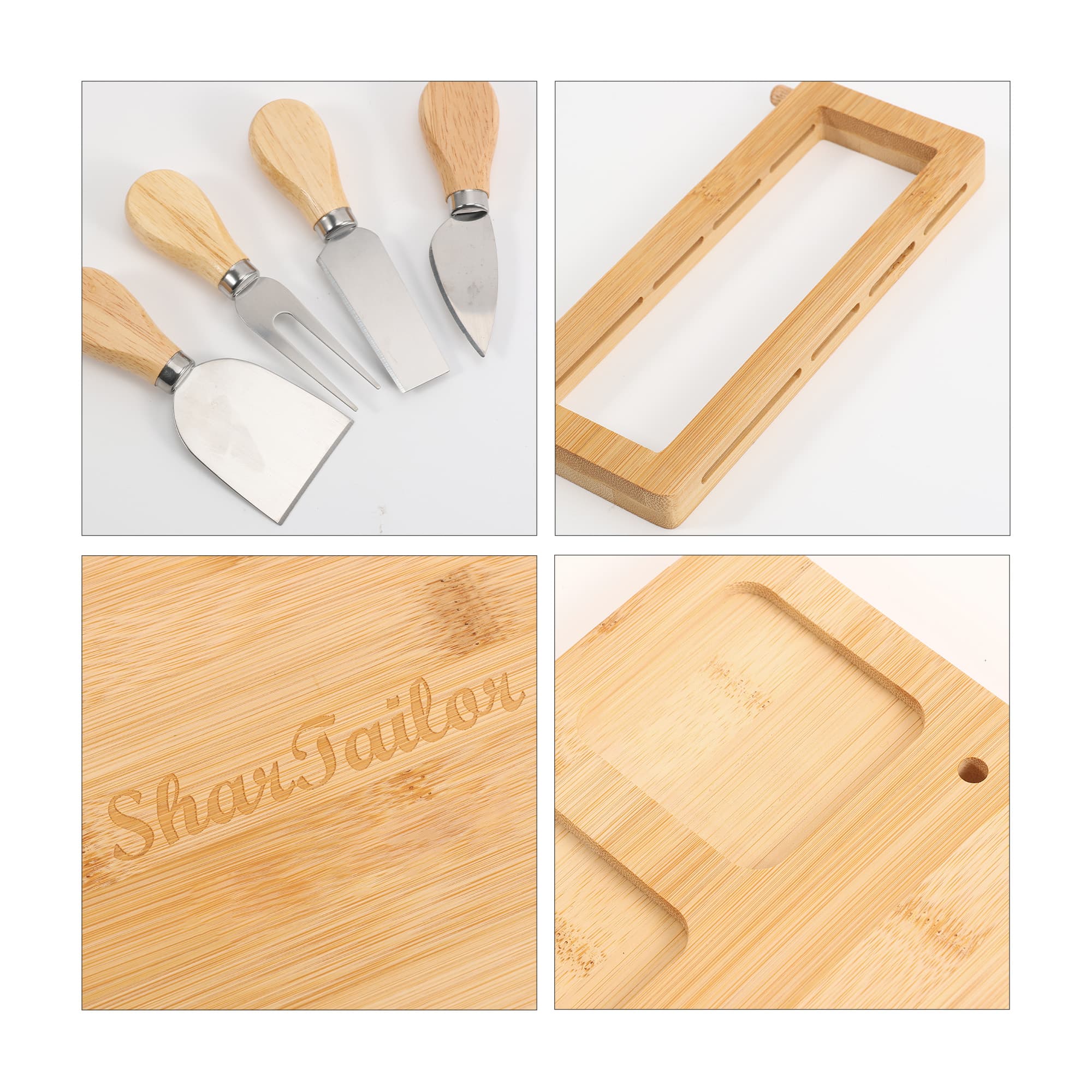 Bamboo Cheese Board Knife Set