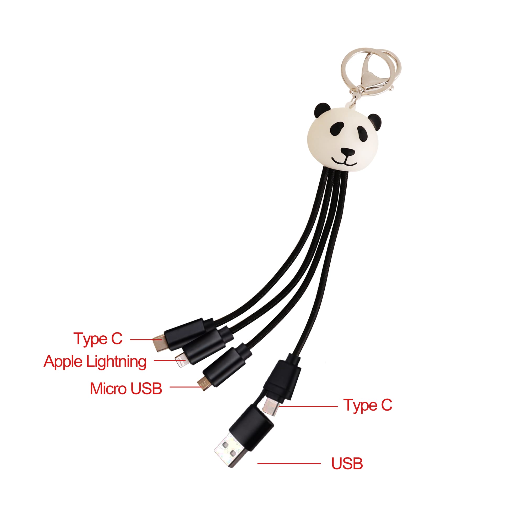 Custom Shape Light Up Charging Cable with Keyring