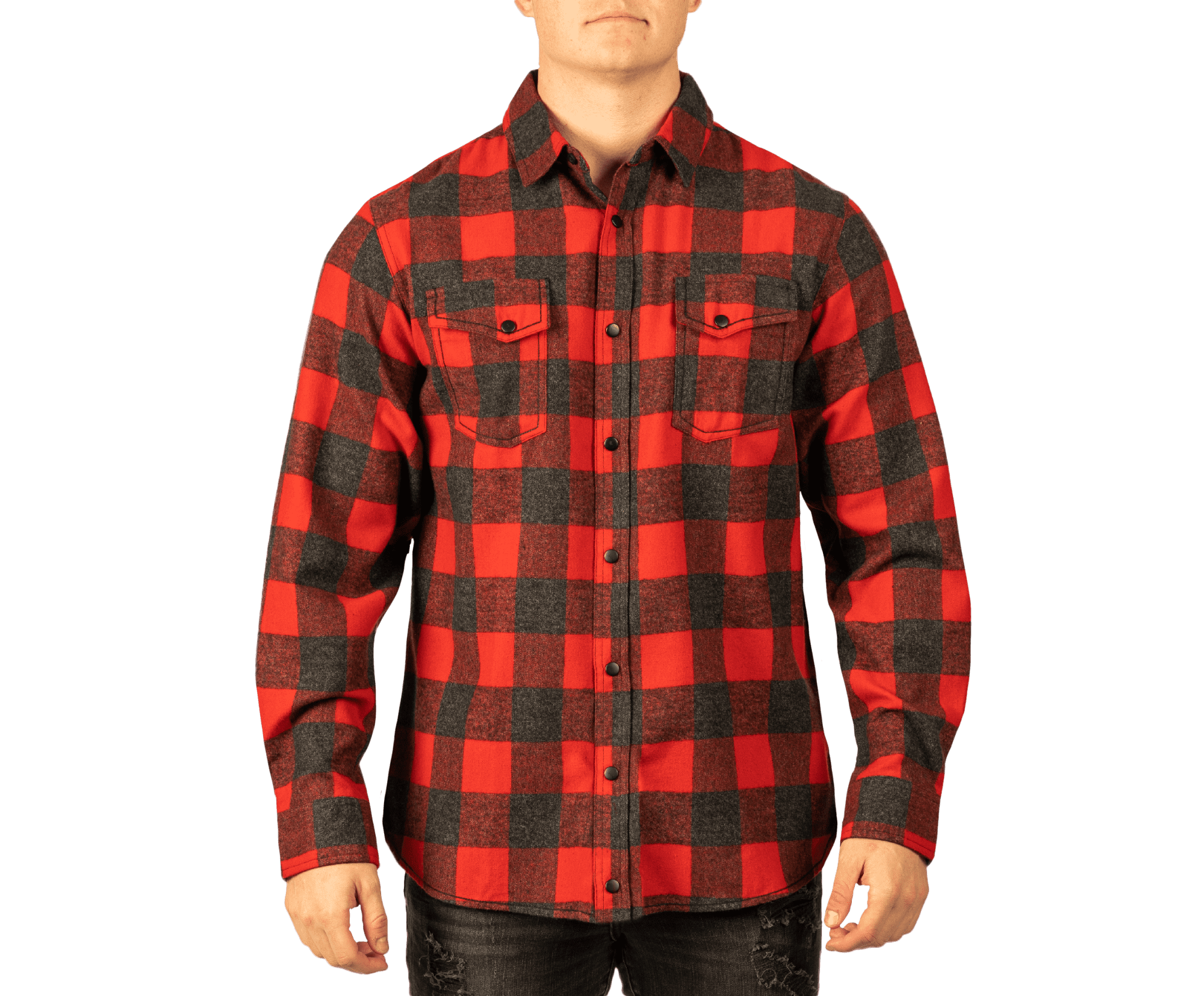 Long Sleeve Yarn-Dyed Flannel Snap Shirt