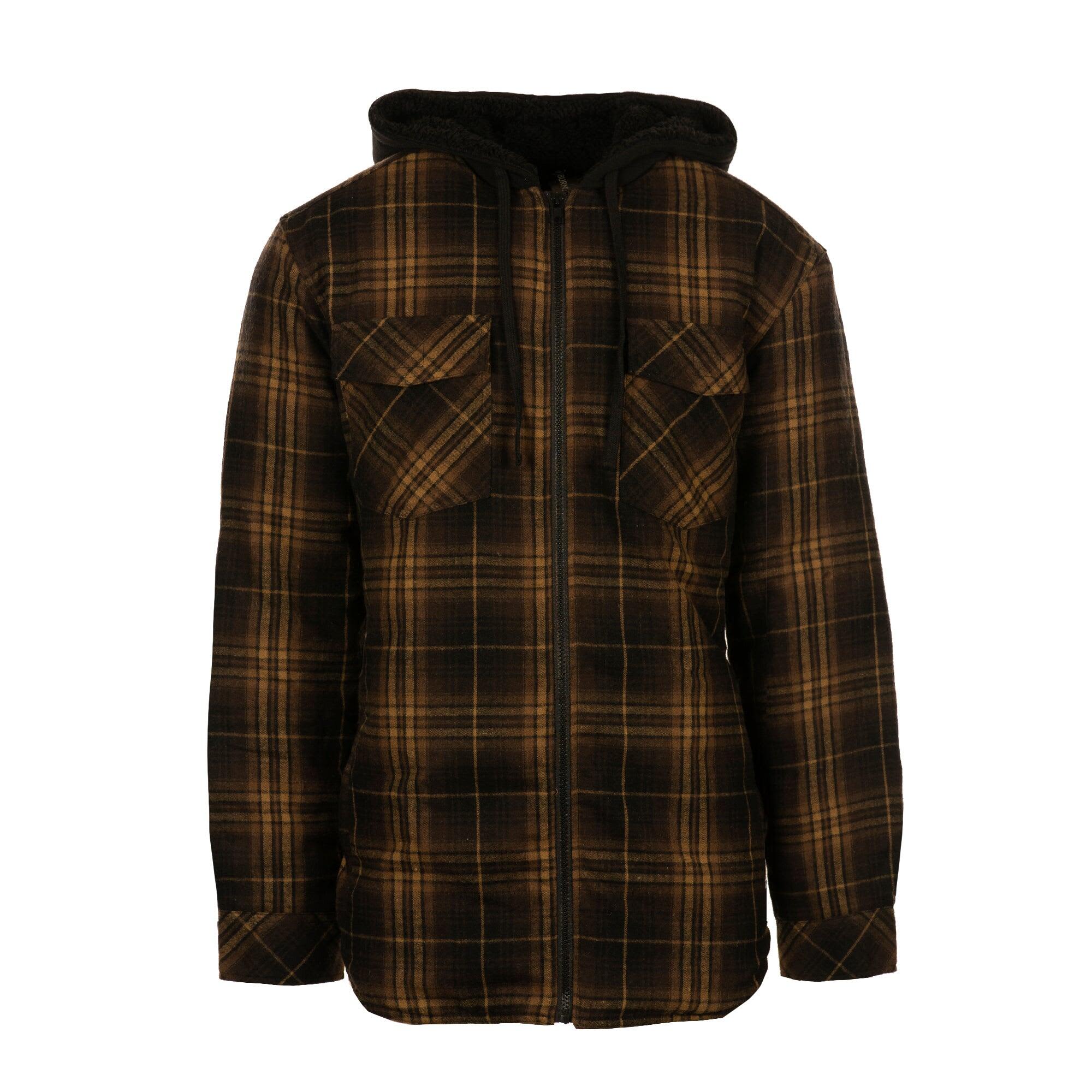 Flannel Jacket with Sherpa Hoodie/Quilted Lining