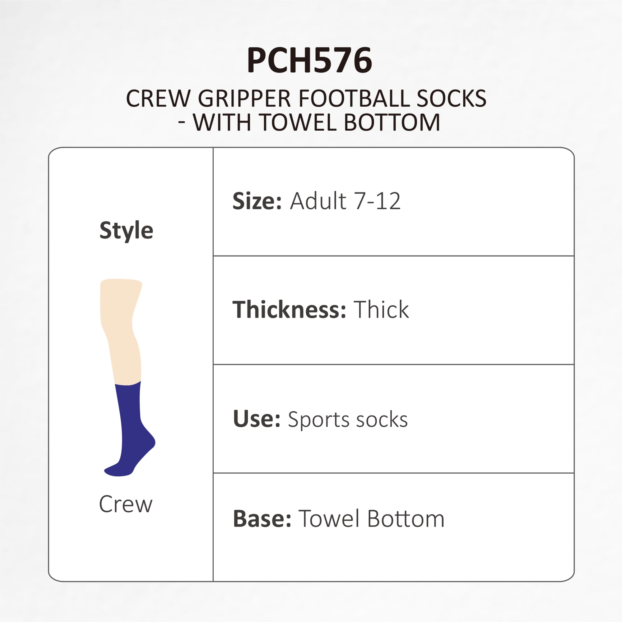 Crew Gripper Football Socks - With Towel Bottom