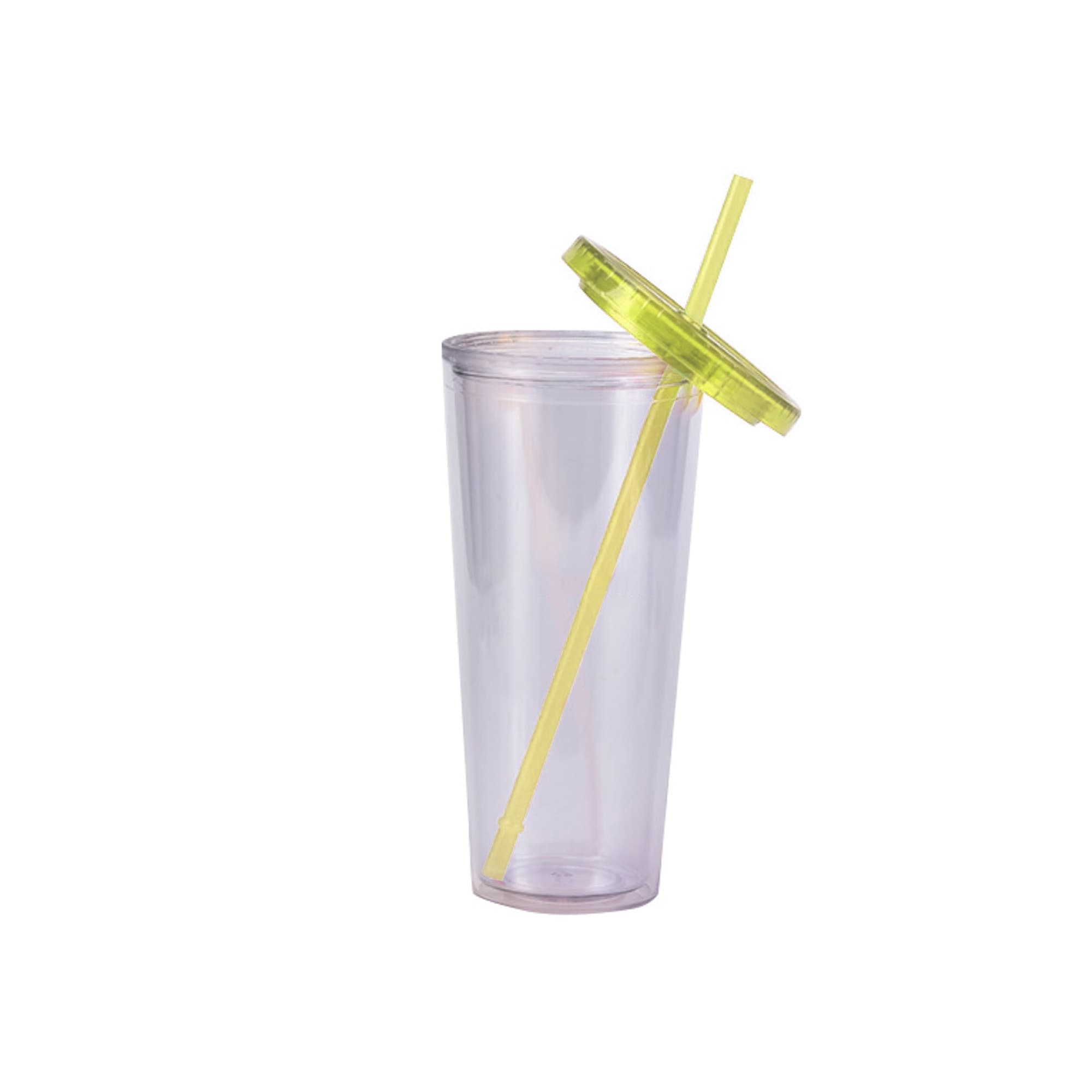 24oz Plastic Cups with Lids & Straws