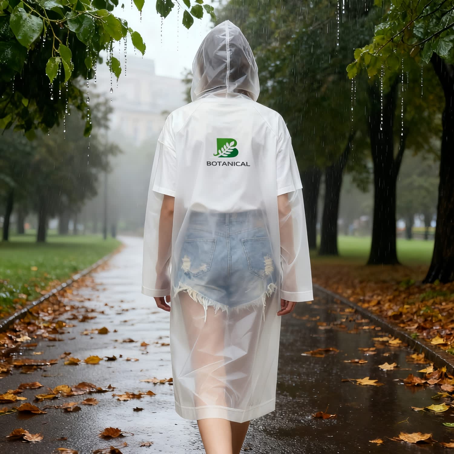 Reusable Adult EVA Digital Print Raincoat
