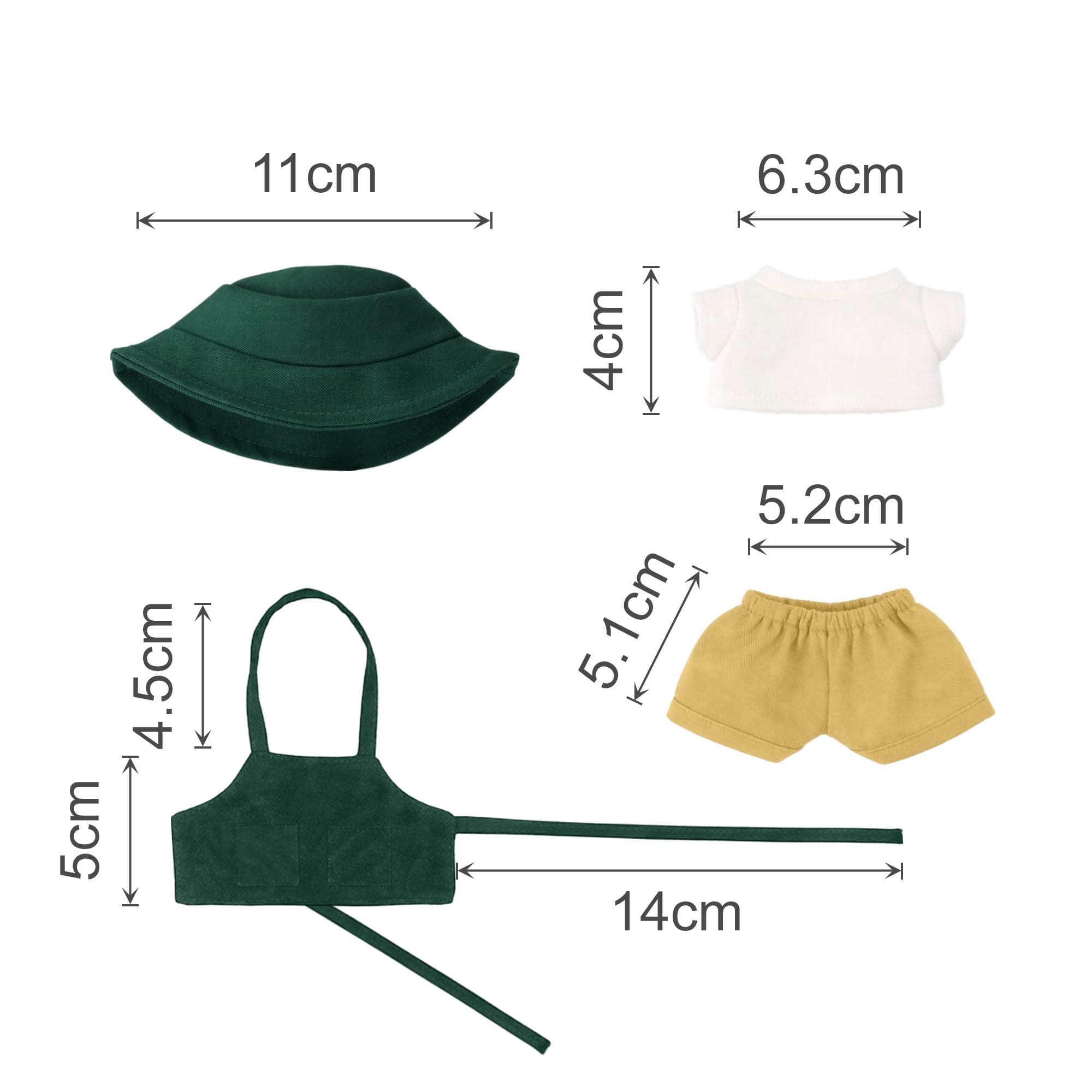 Plush Doll Cafe 4-Piece Apron Outfit (15–17cm Doll)
