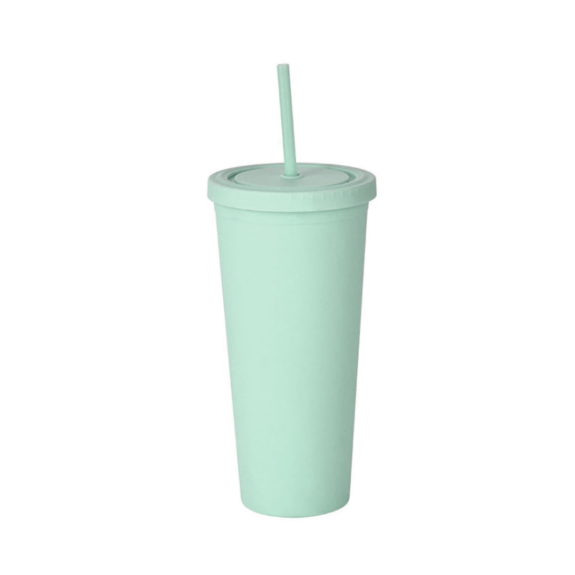 24oz Matte Plastic Cups with Lids & Straws