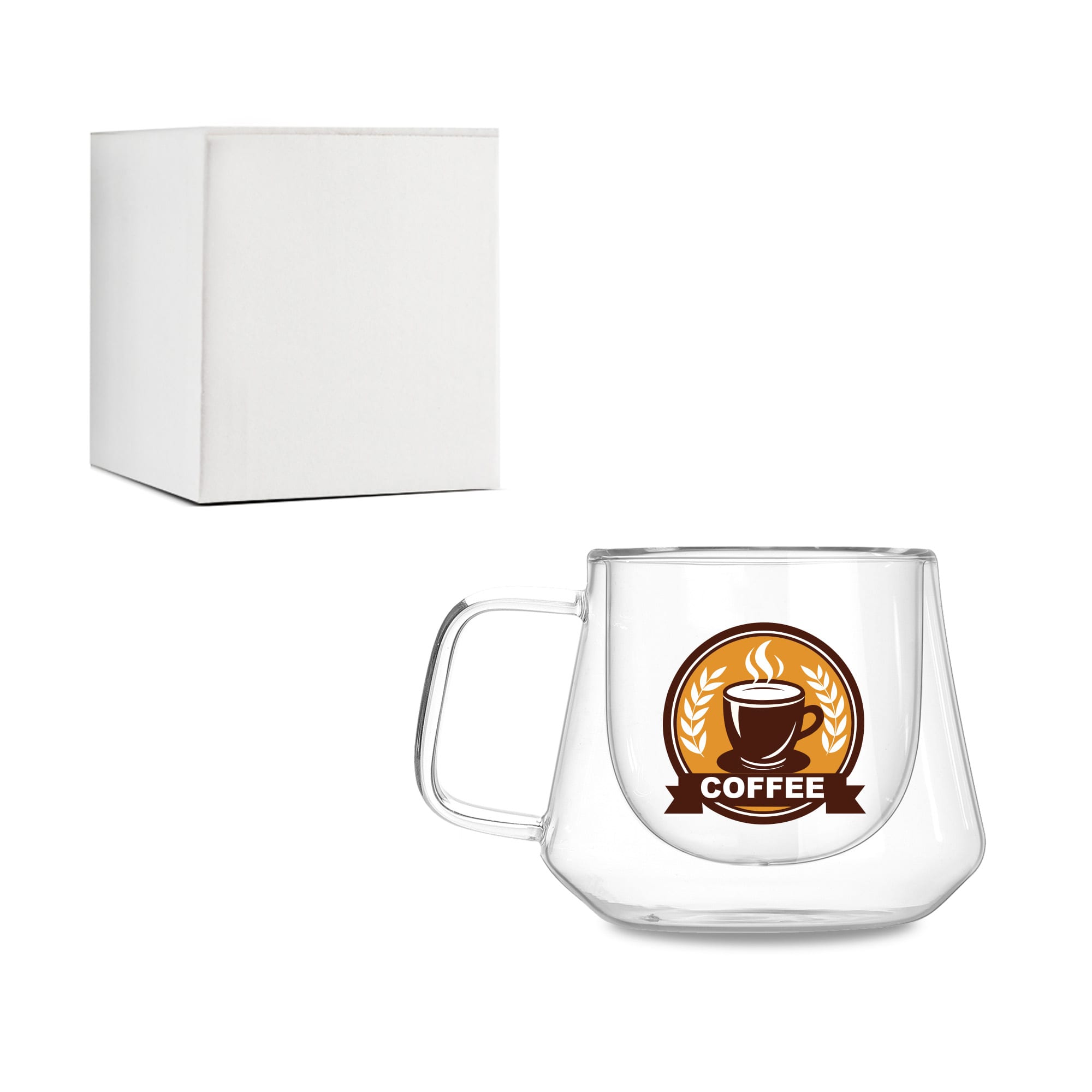 Diamond Double Wall Glass Mug