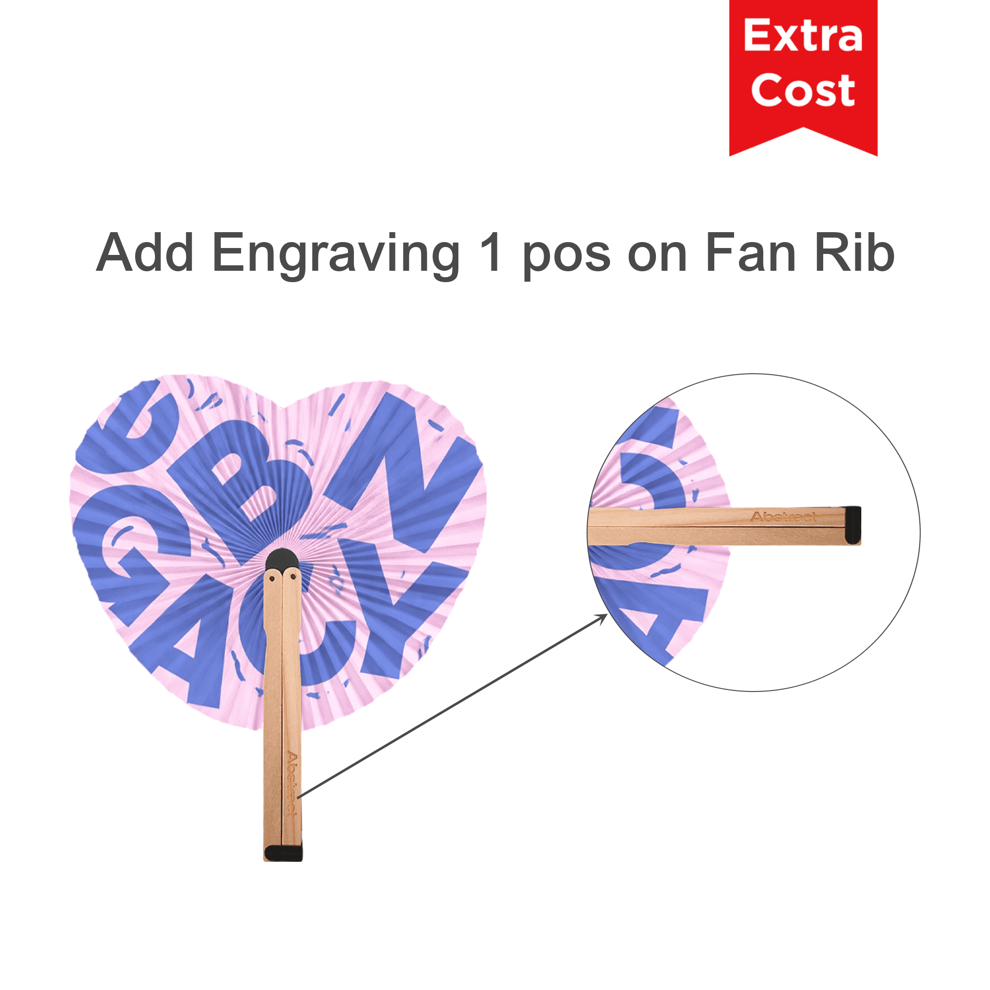Heart Shape Wooden Paper Fan