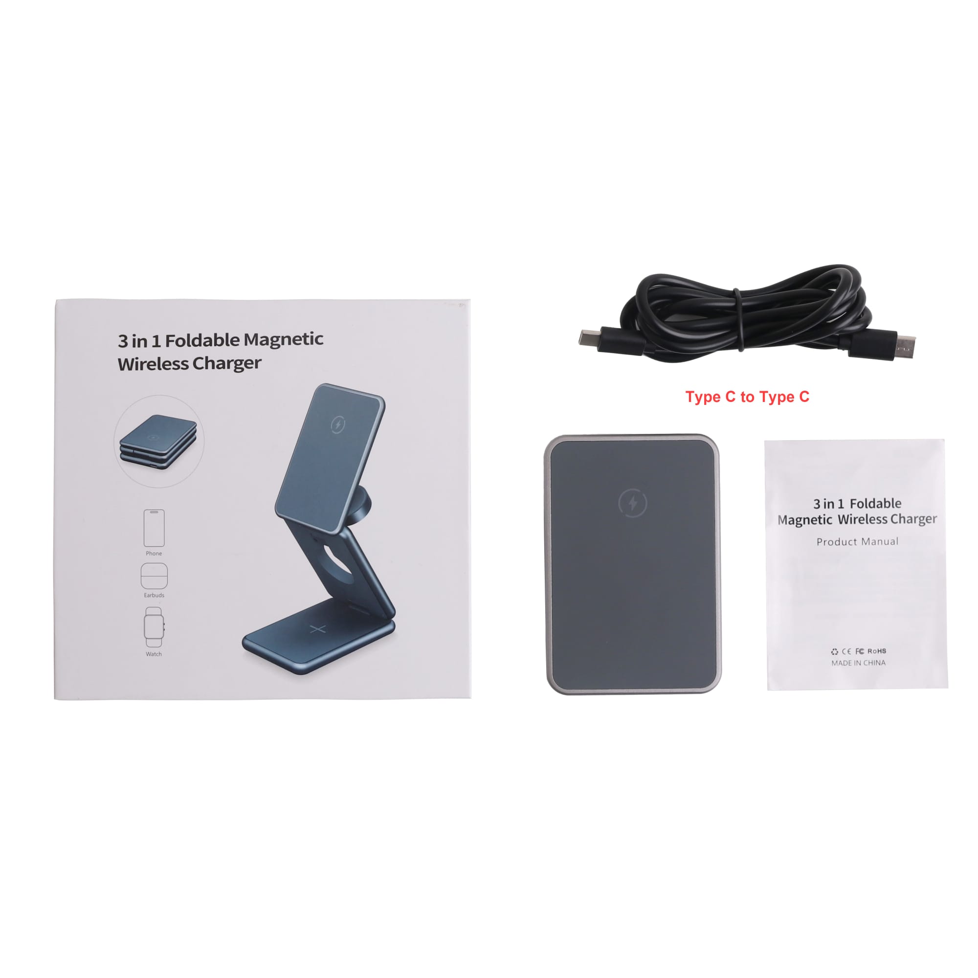 Premium 3 in 1 Foldable Wireless Charger Stand