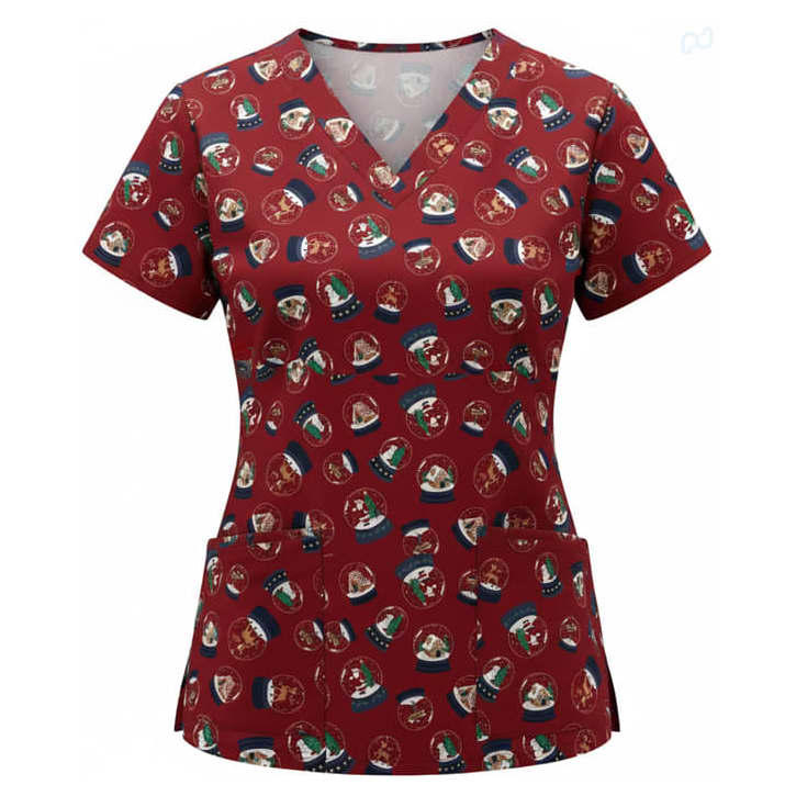 Womens Christmas Scrub Top