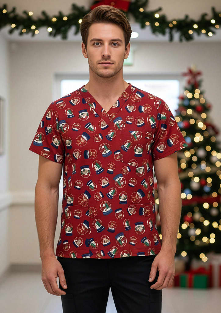 Unisex Christmas Scrub Top