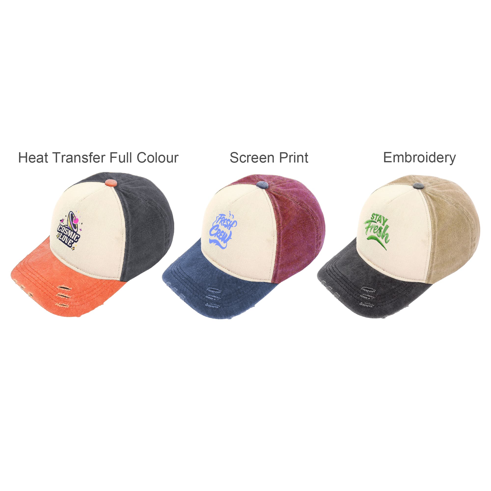 5 Panel Distressed Cotton Baseball Cap
