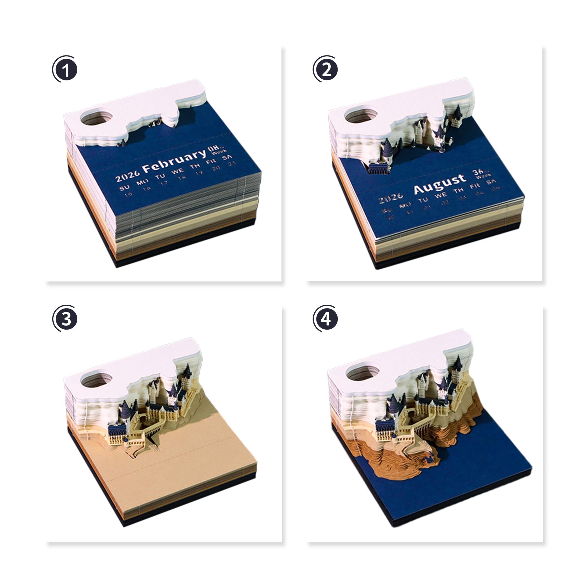 3D Paper Carving Notepad Weekly Calendar