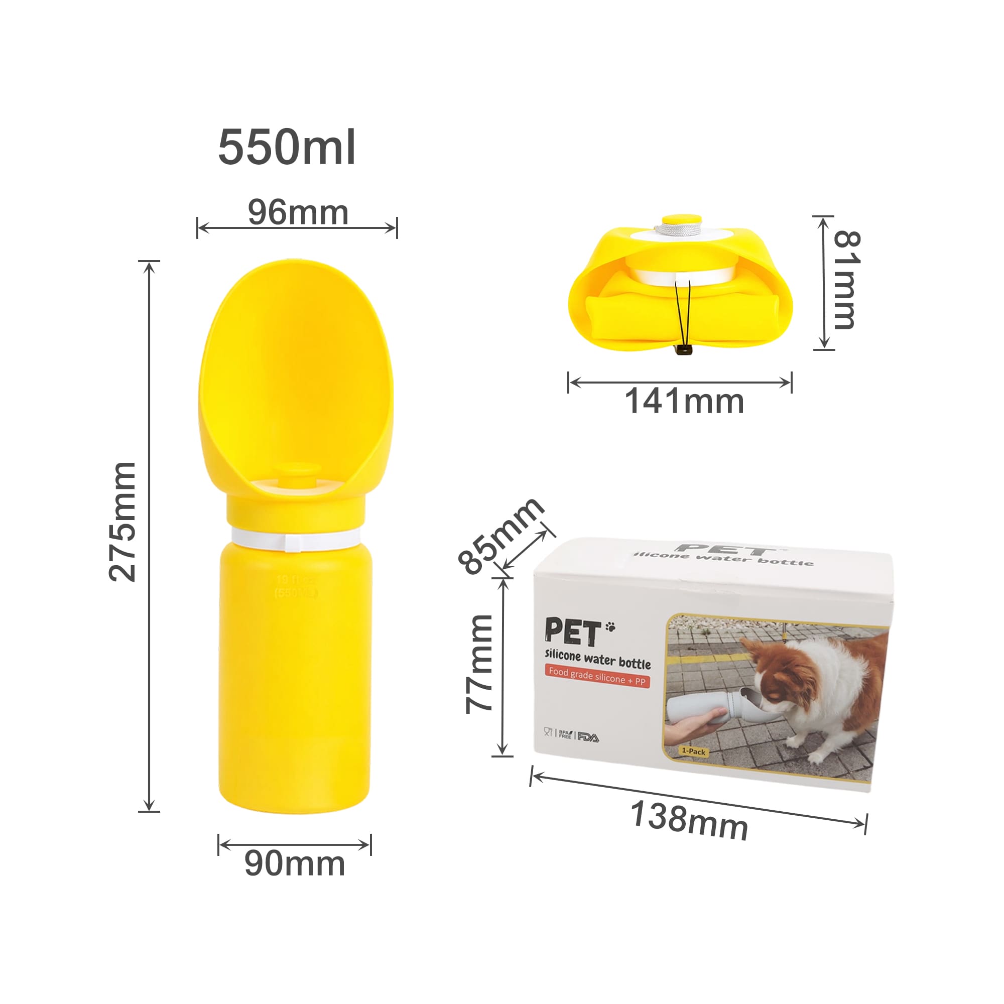 550ml Leaf Bowl Collasible Dog Water Bottle