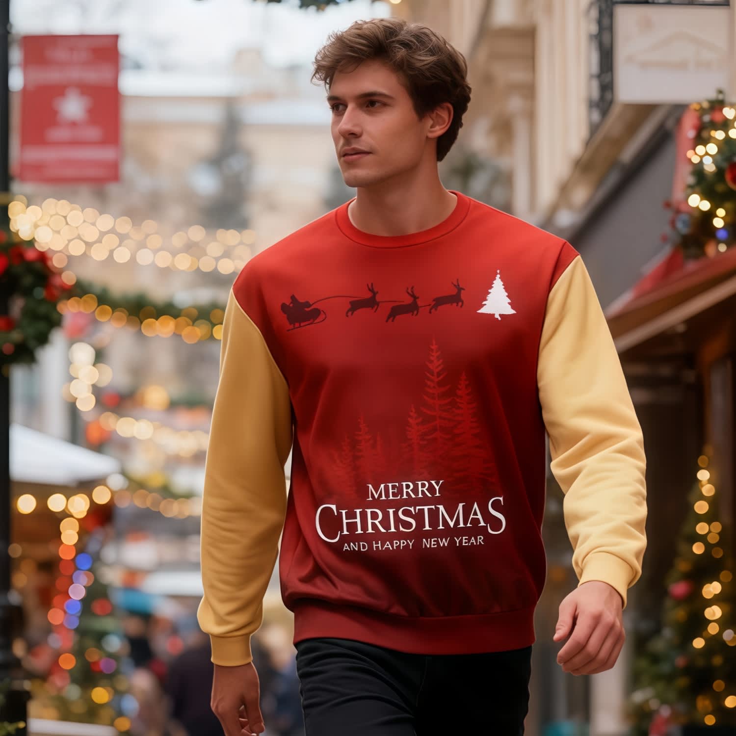 Unisex Adults Polyester Spandex Sublimated Christmas Sweatshirts