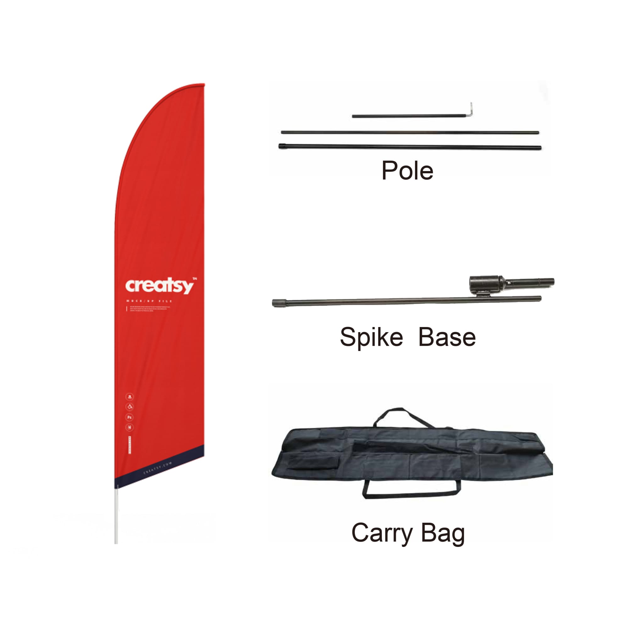 Small(65.3*200cm) Angled Feather Banners 9ft