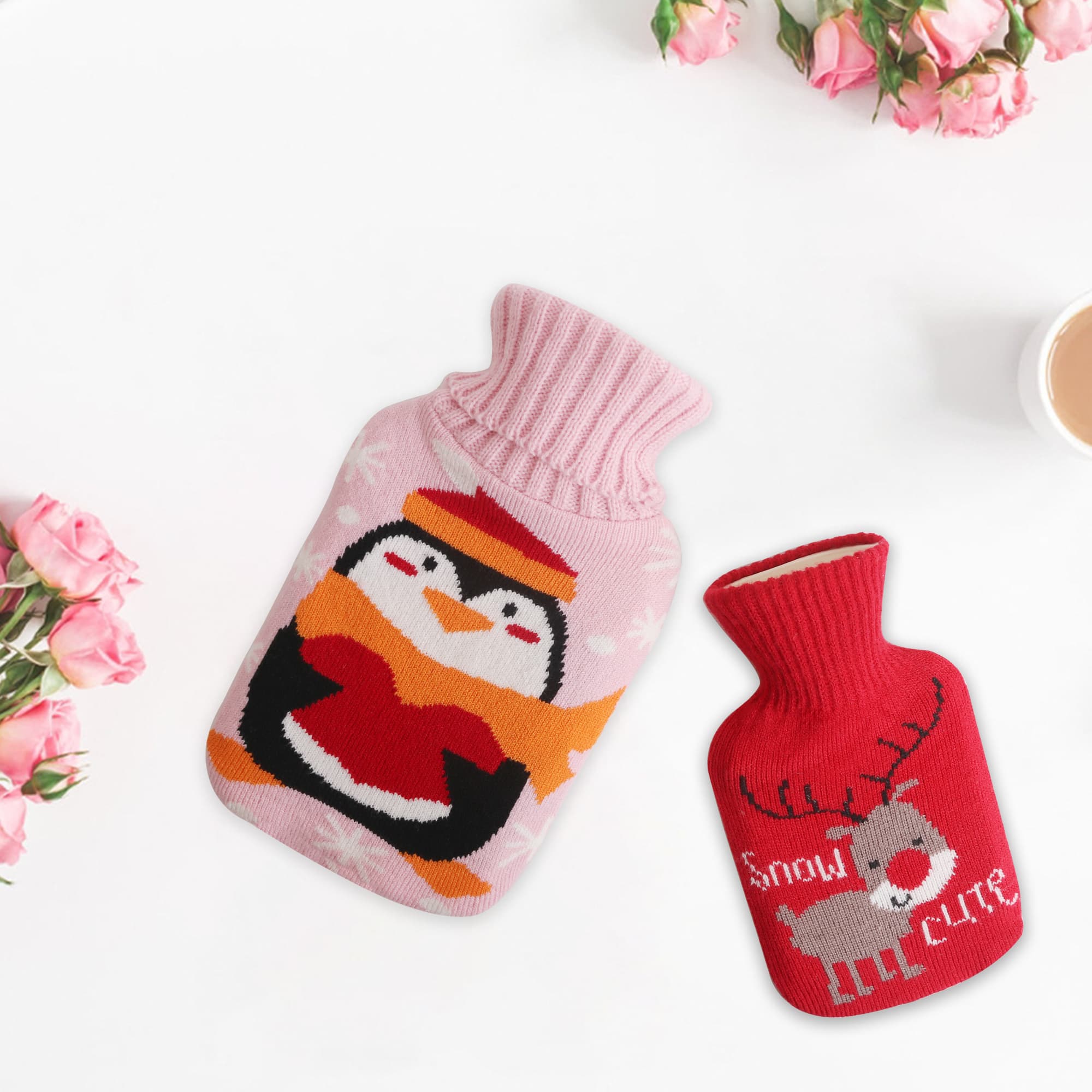 Hot Water Bottle with Knitted Cover