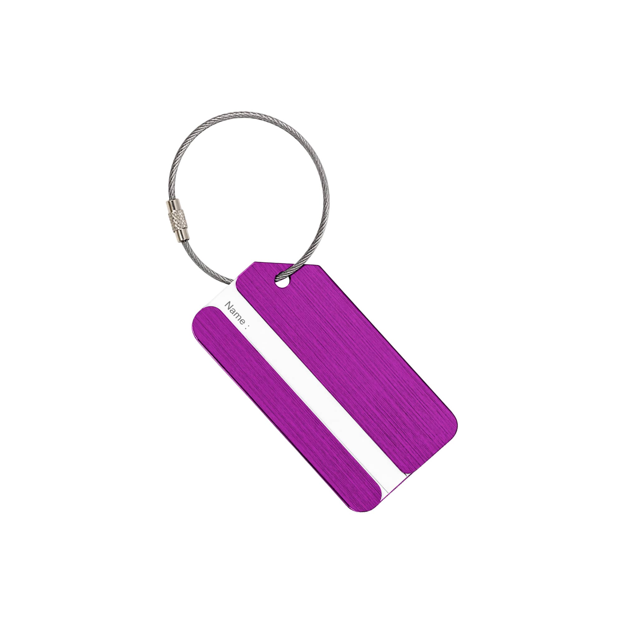 Square Brushed Aluminium Luggage Tag