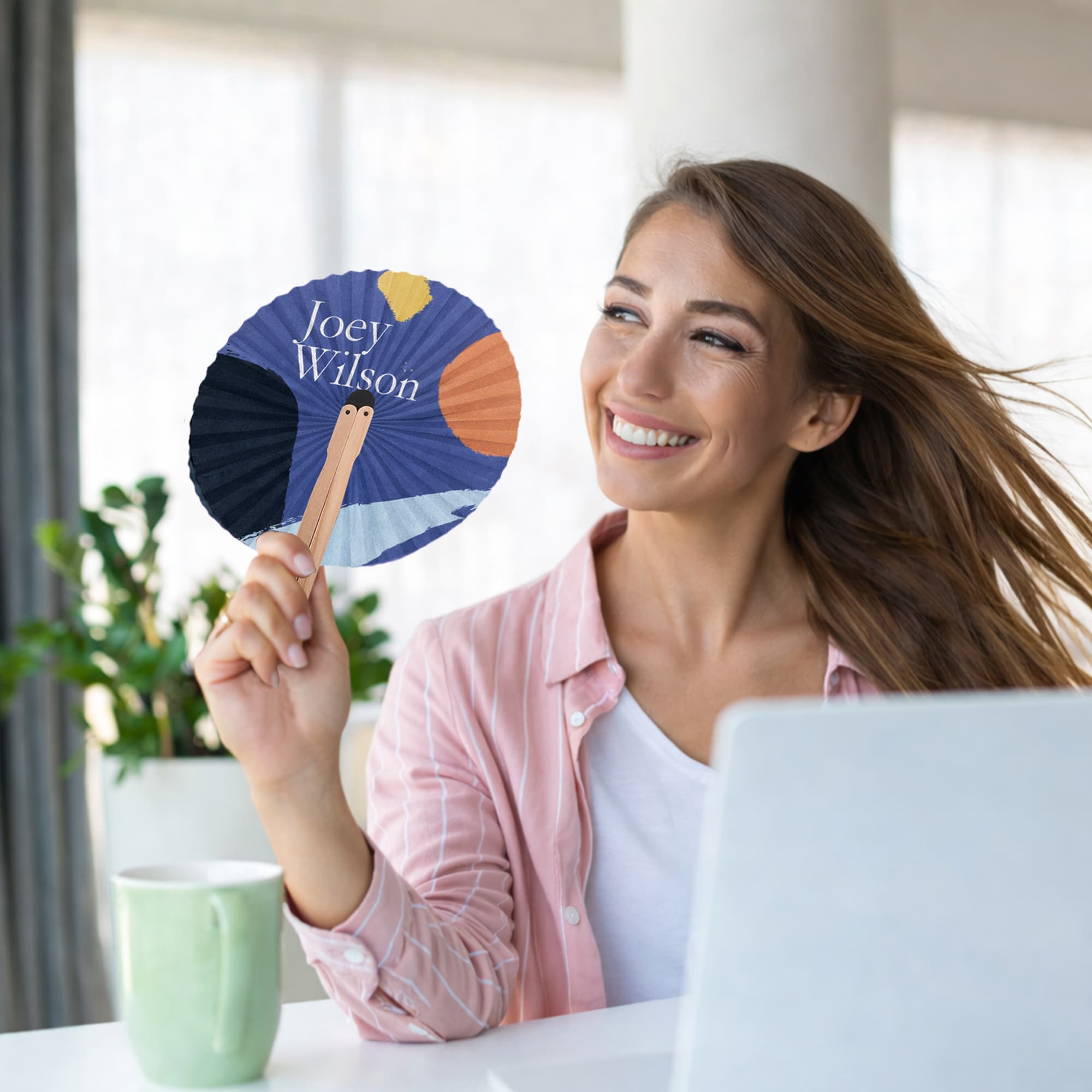 Round Wooden Paper Fan