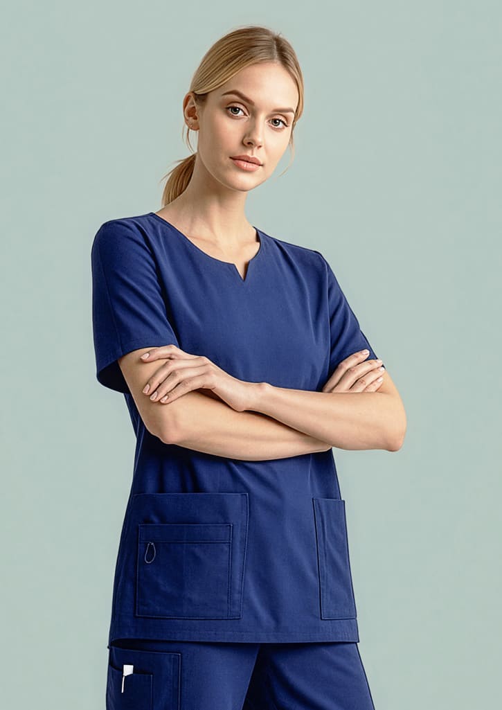 Womens Avery Round Neck Scrub Top