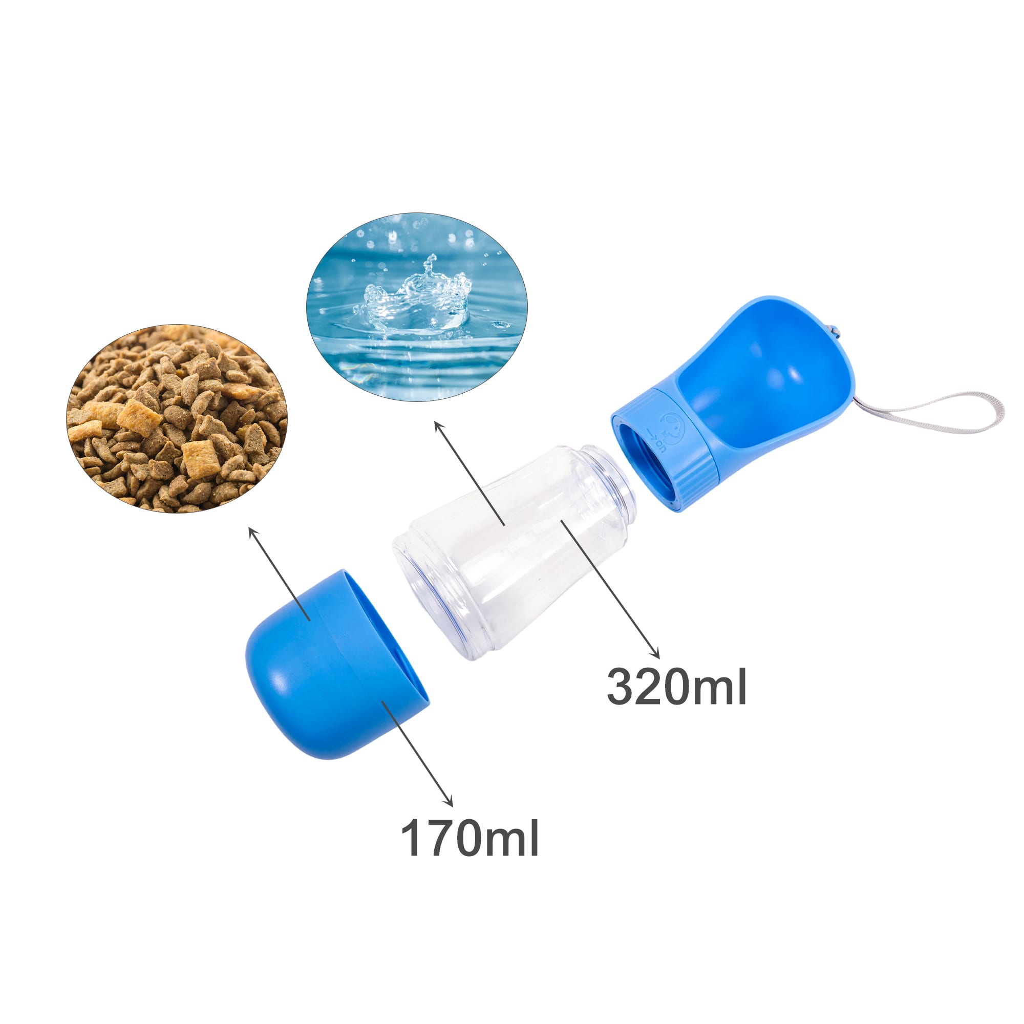 Pet Water Bottle with Food Container
