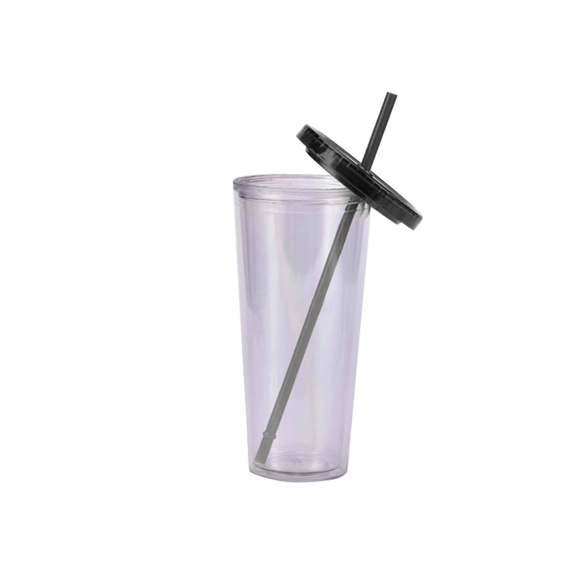 24oz Plastic Cups with Lids & Straws
