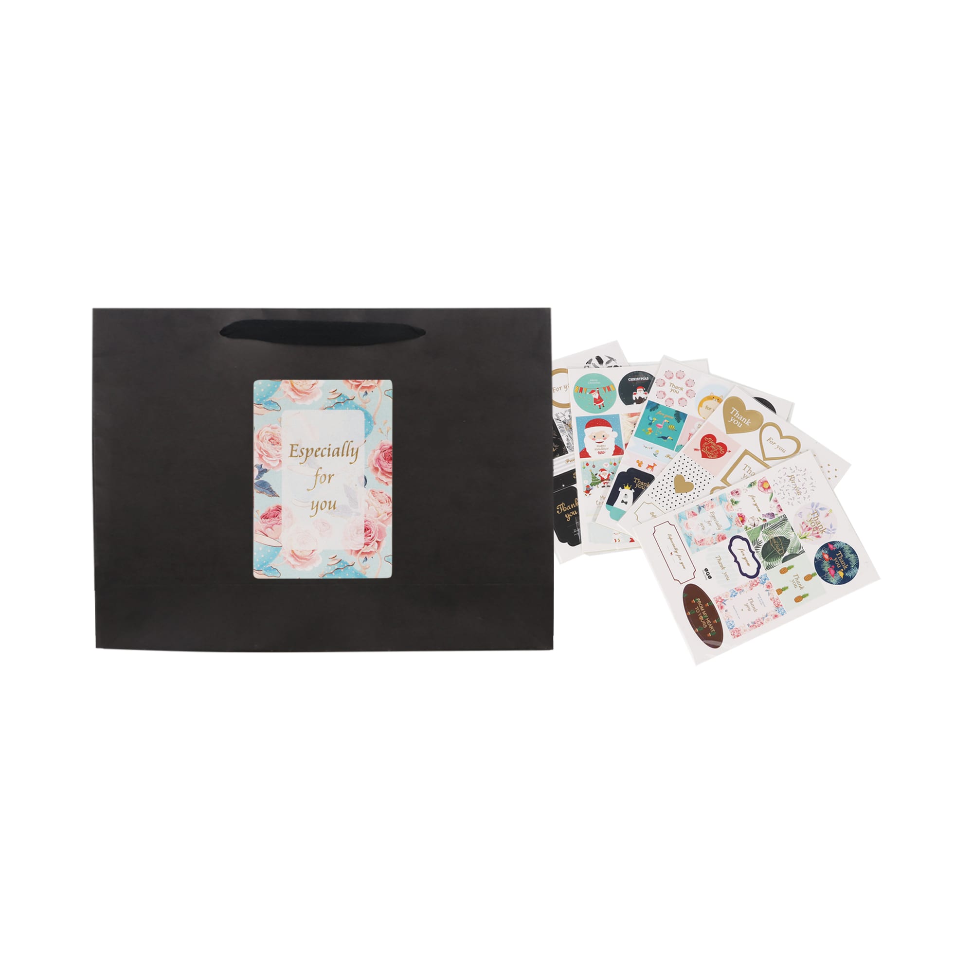 Medium Crosswise Paper Bag with Fabric Flat Handle(270 x 200 x 80mm)
