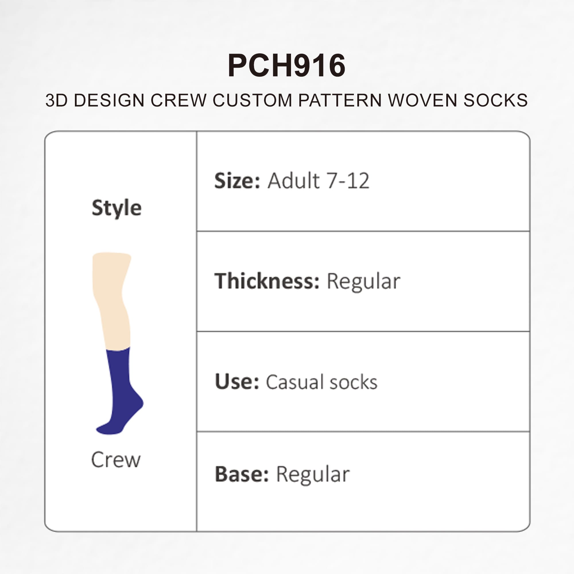 3D Design Crew Custom Pattern Woven Socks