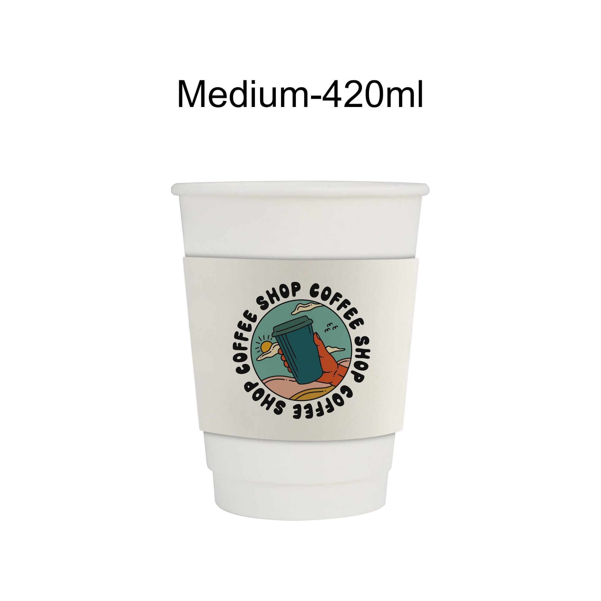 Home Compostable Aqueous Double Wall Paper Cups with Cup Sleeve