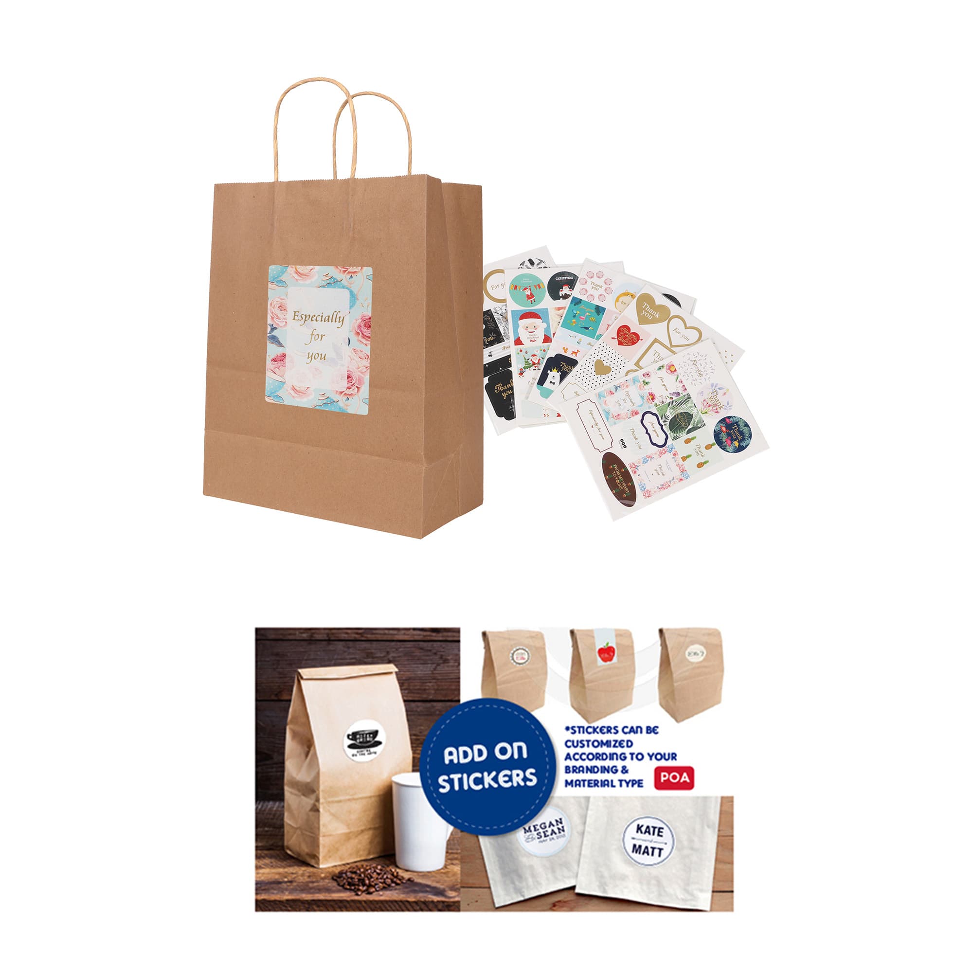 Twisted Handle Kraft Paper Bag(260x330x120mm)
