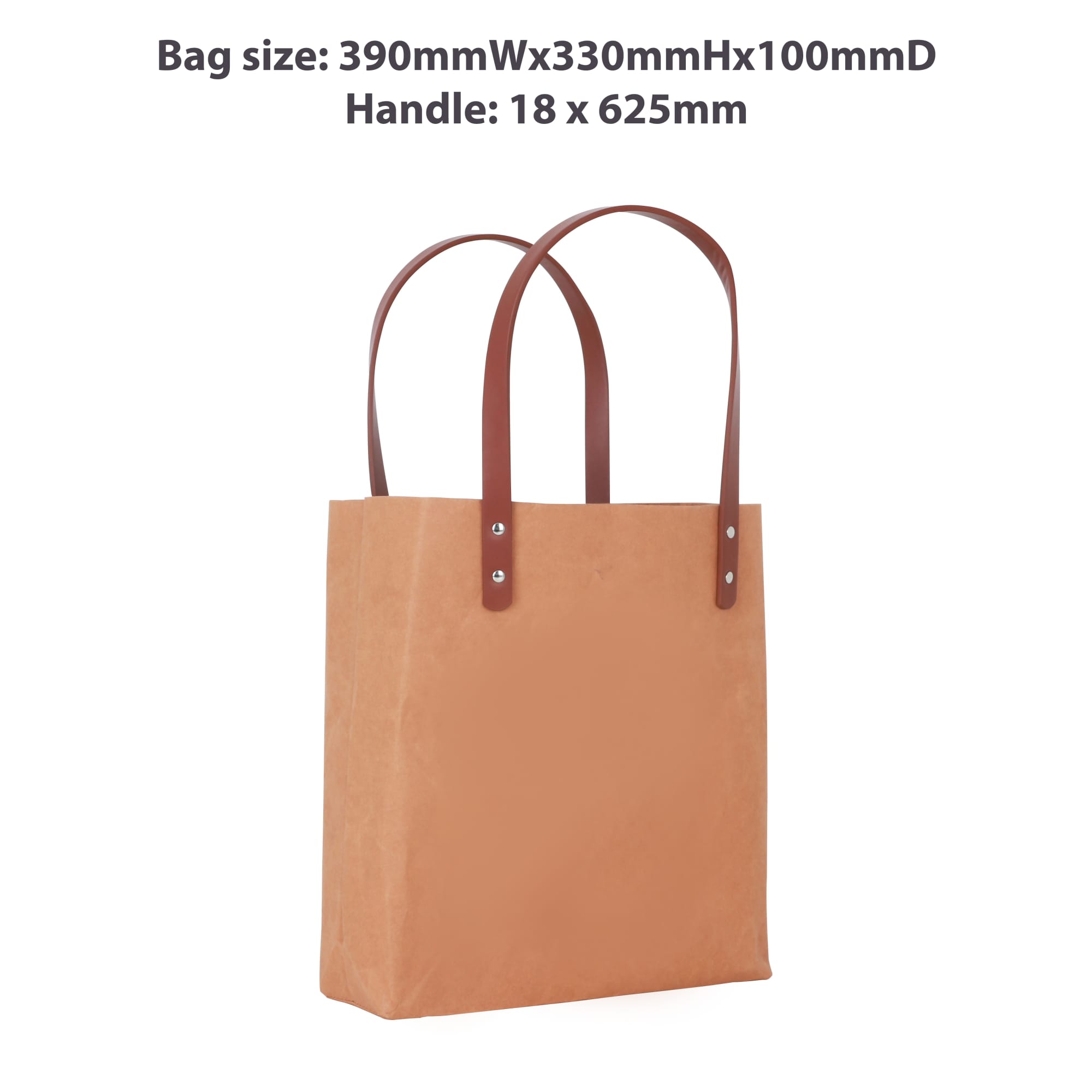 Washable Kraft Paper Bag with PU Handle(390x330x100mm)