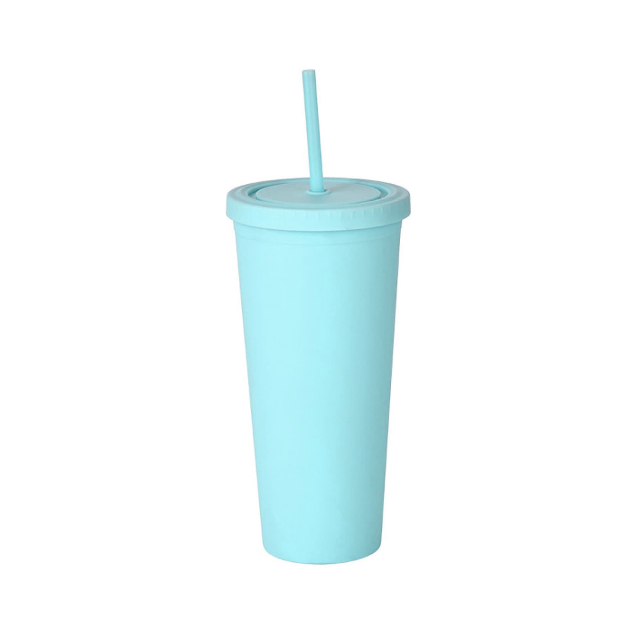 24oz Matte Plastic Cups with Lids & Straws