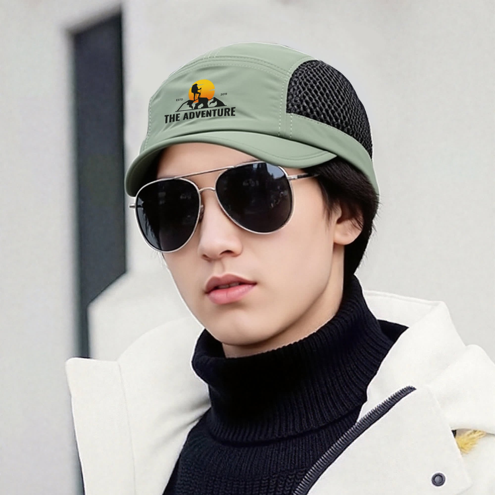 5 Panel Short Brimmed Mesh Running Cap