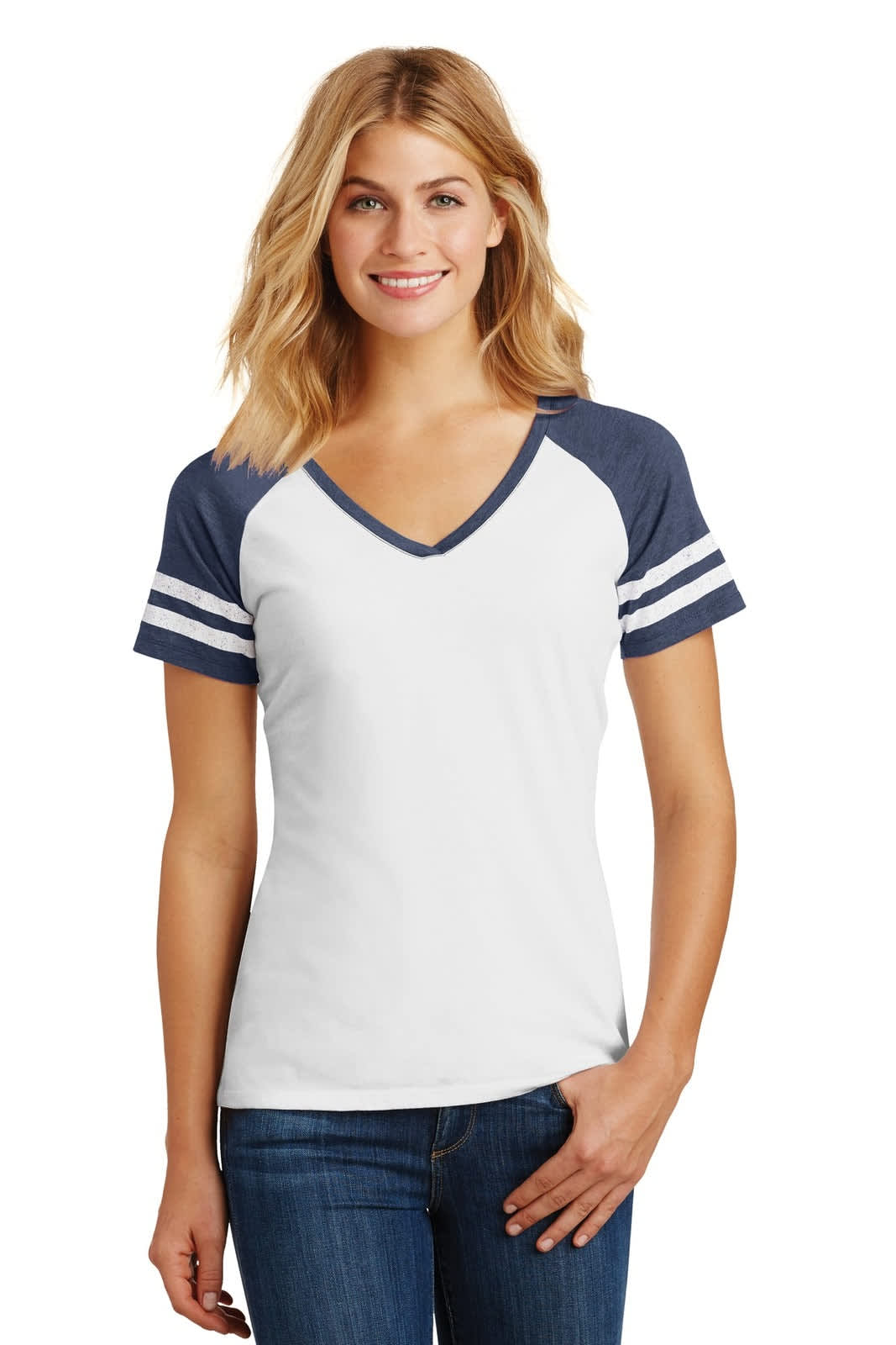 District Made Ladies Game V-Neck Tee