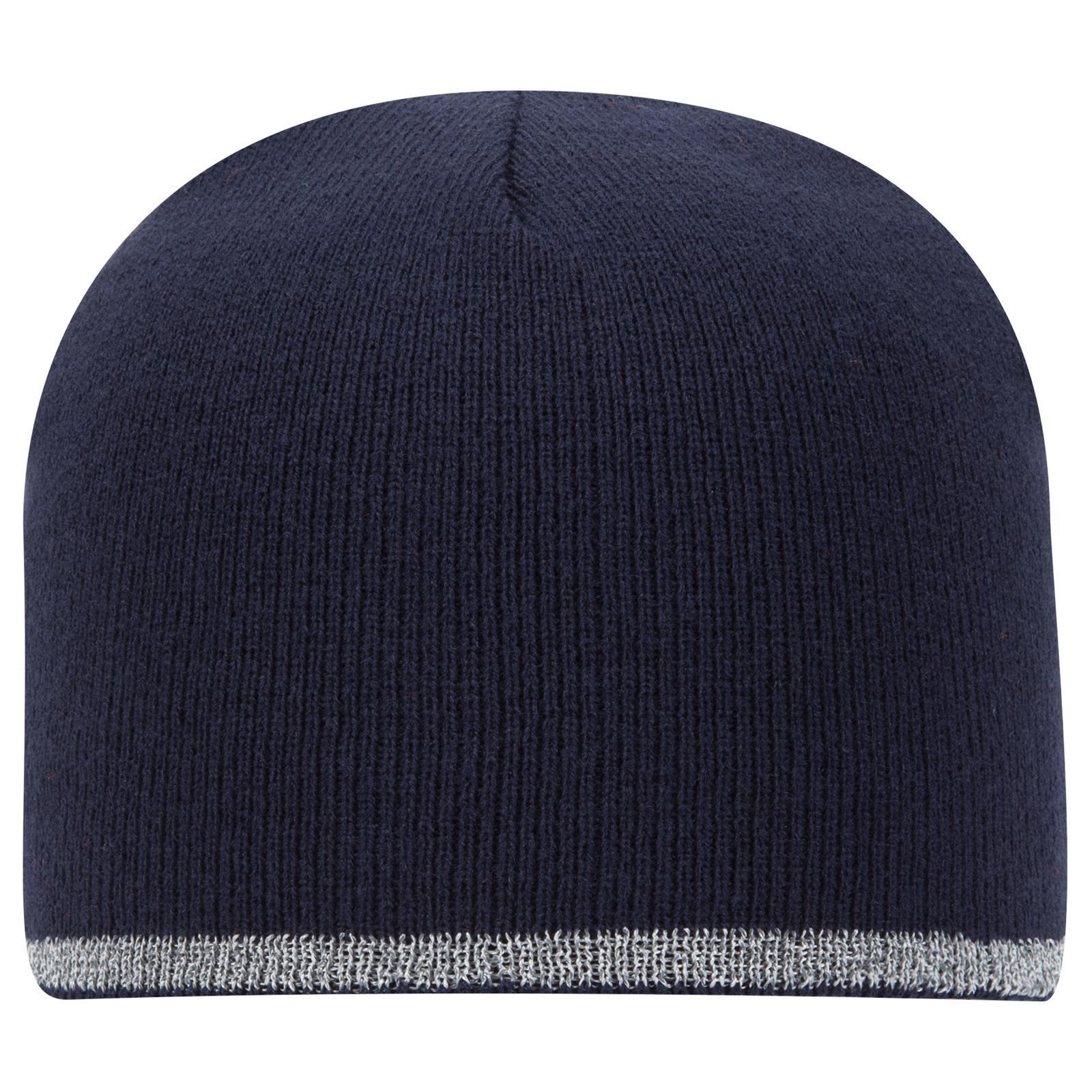 9" Classic Knit Beanie W/ Reflective Stripe