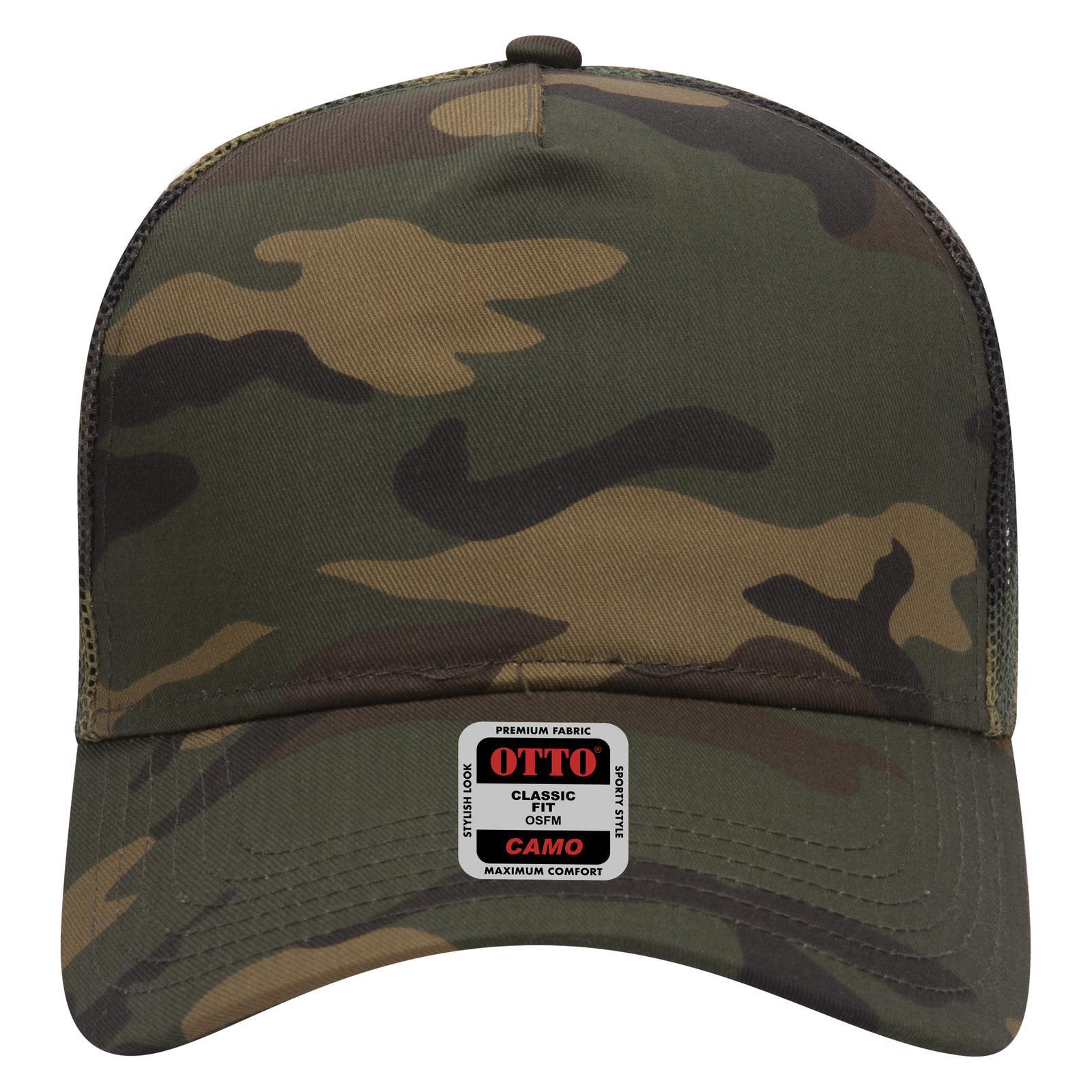 Camo 5 Panel Mid Crown Trucker Cap
