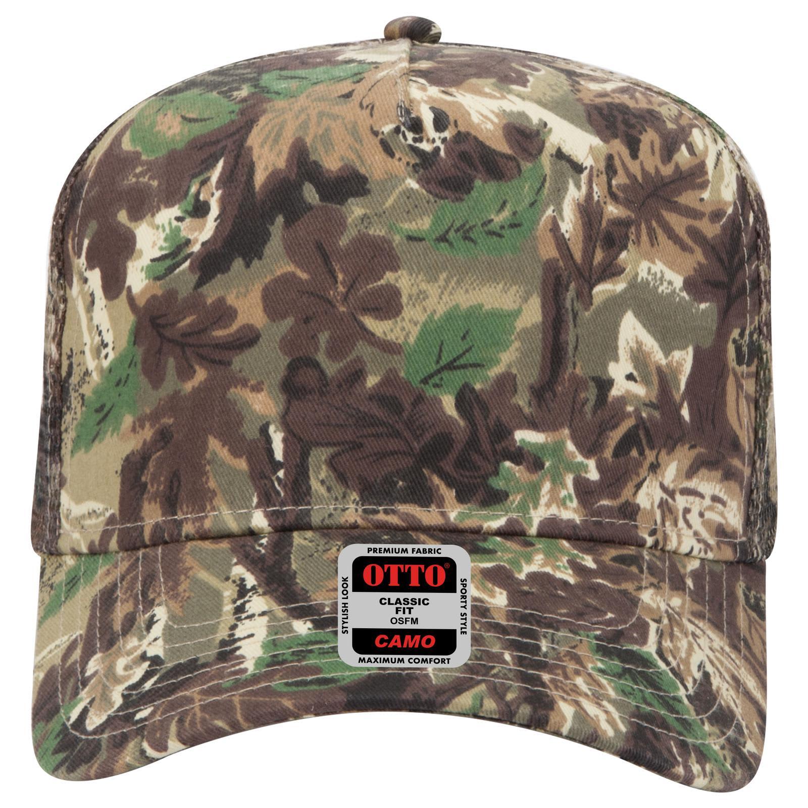 Camo 5 Panel Mid Crown Trucker Cap