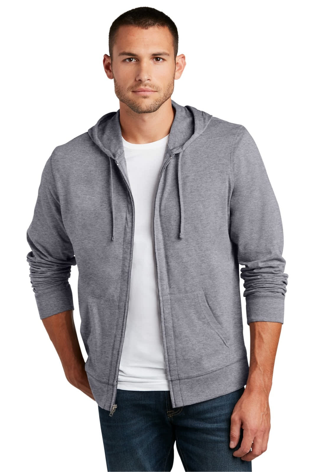 District Young Mens Jersey Full-Zip Hoodie