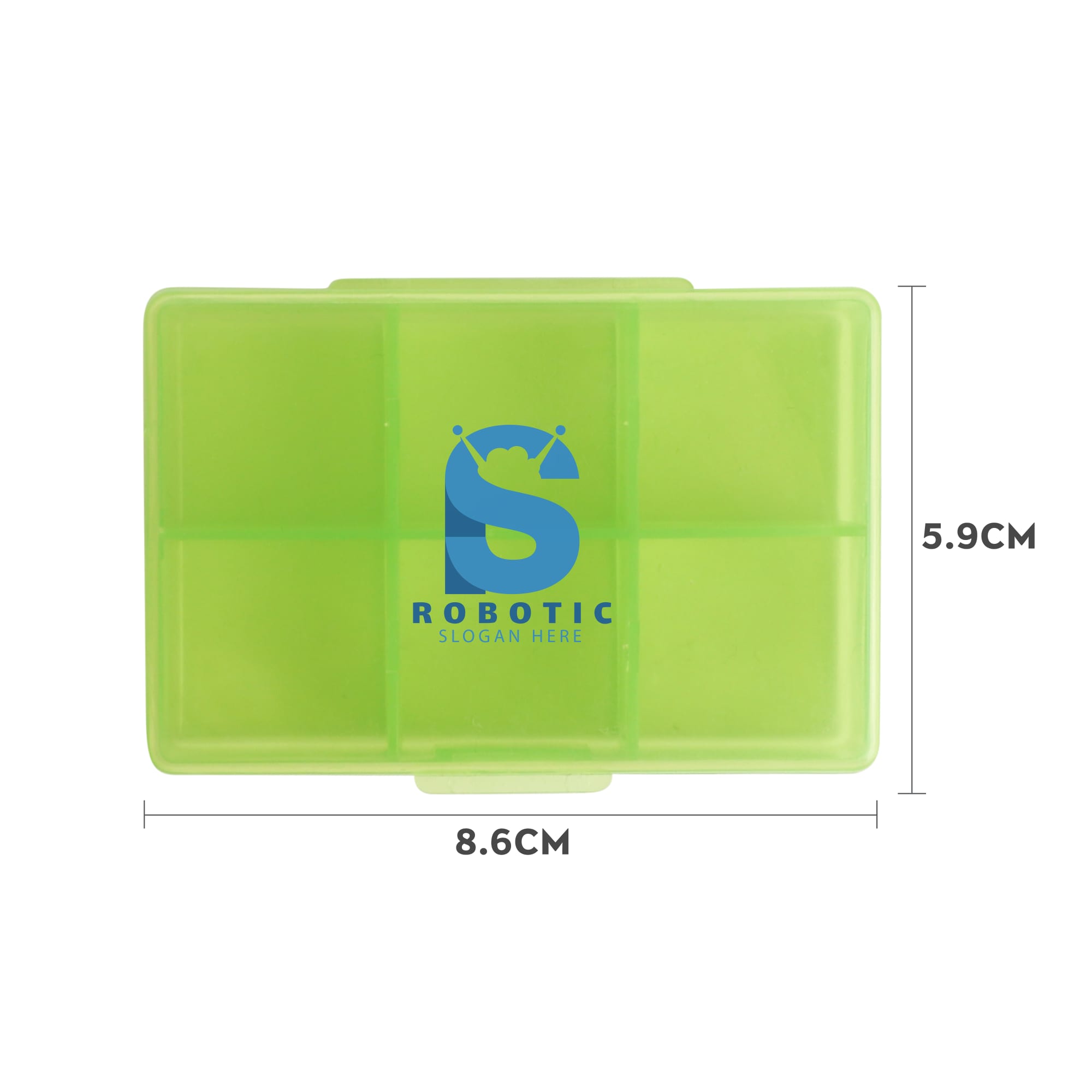 Square Six Compartment Pill Box