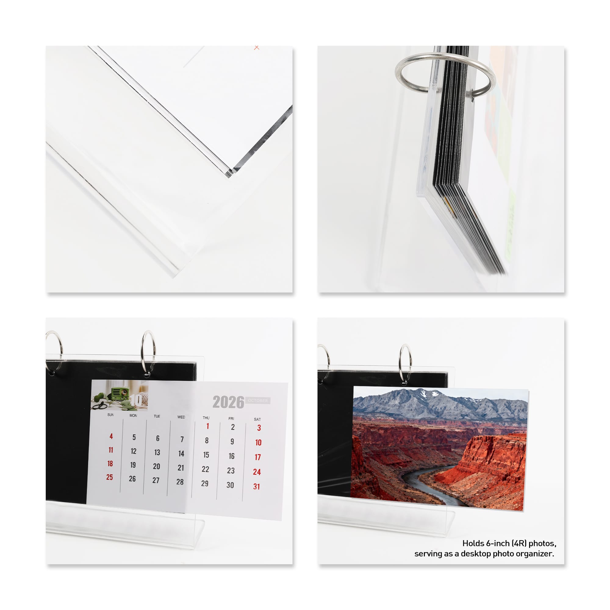 Acrylic Desk Calendar and Photo Album Organizer