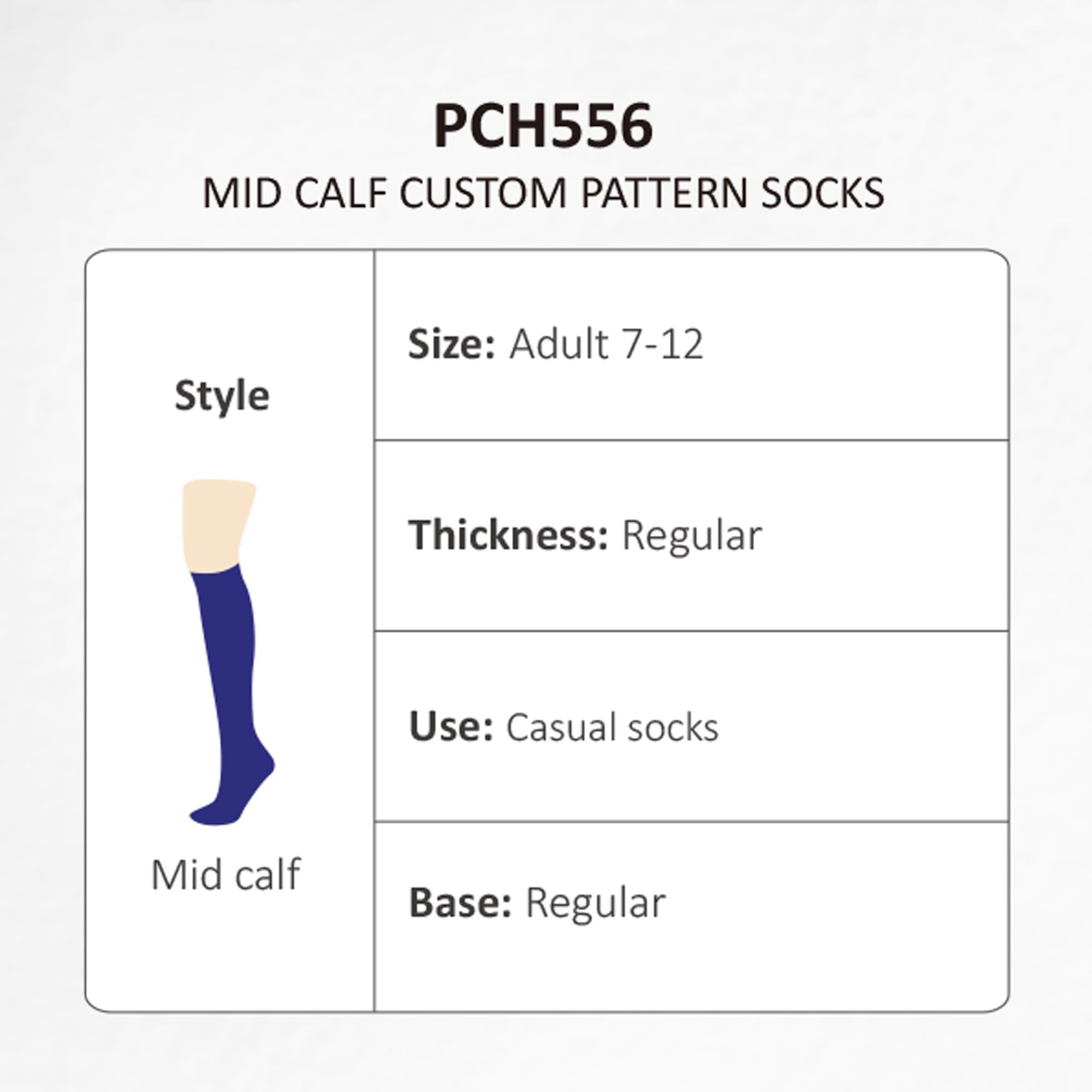 Mid Calf Custom Pattern Socks