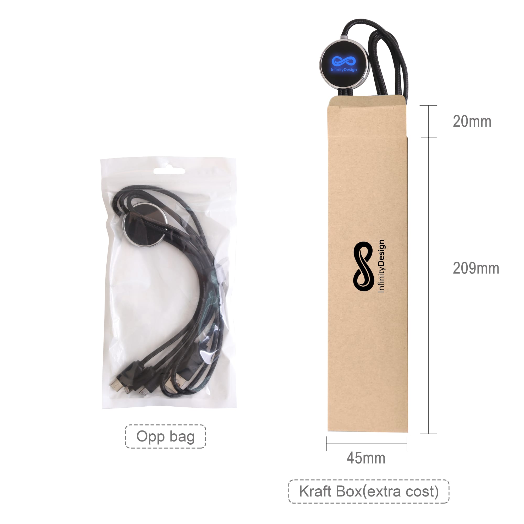 3-In-1 Light Up 1.2m Long Charging Cable