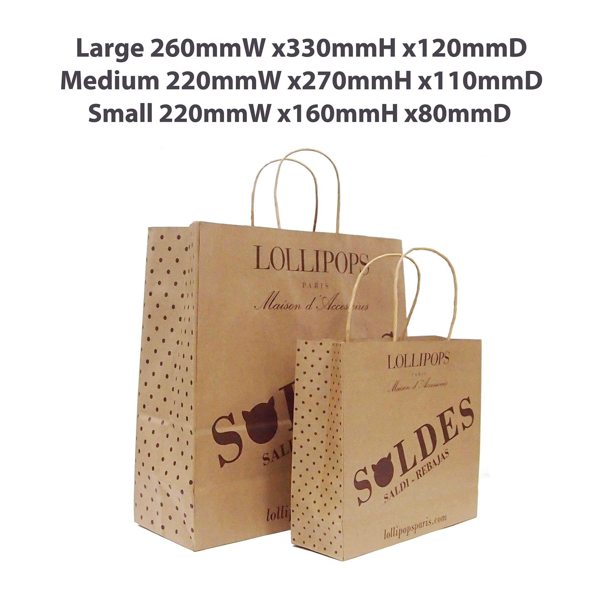 Twisted Handle Kraft Paper Bag(220x270x110mm)