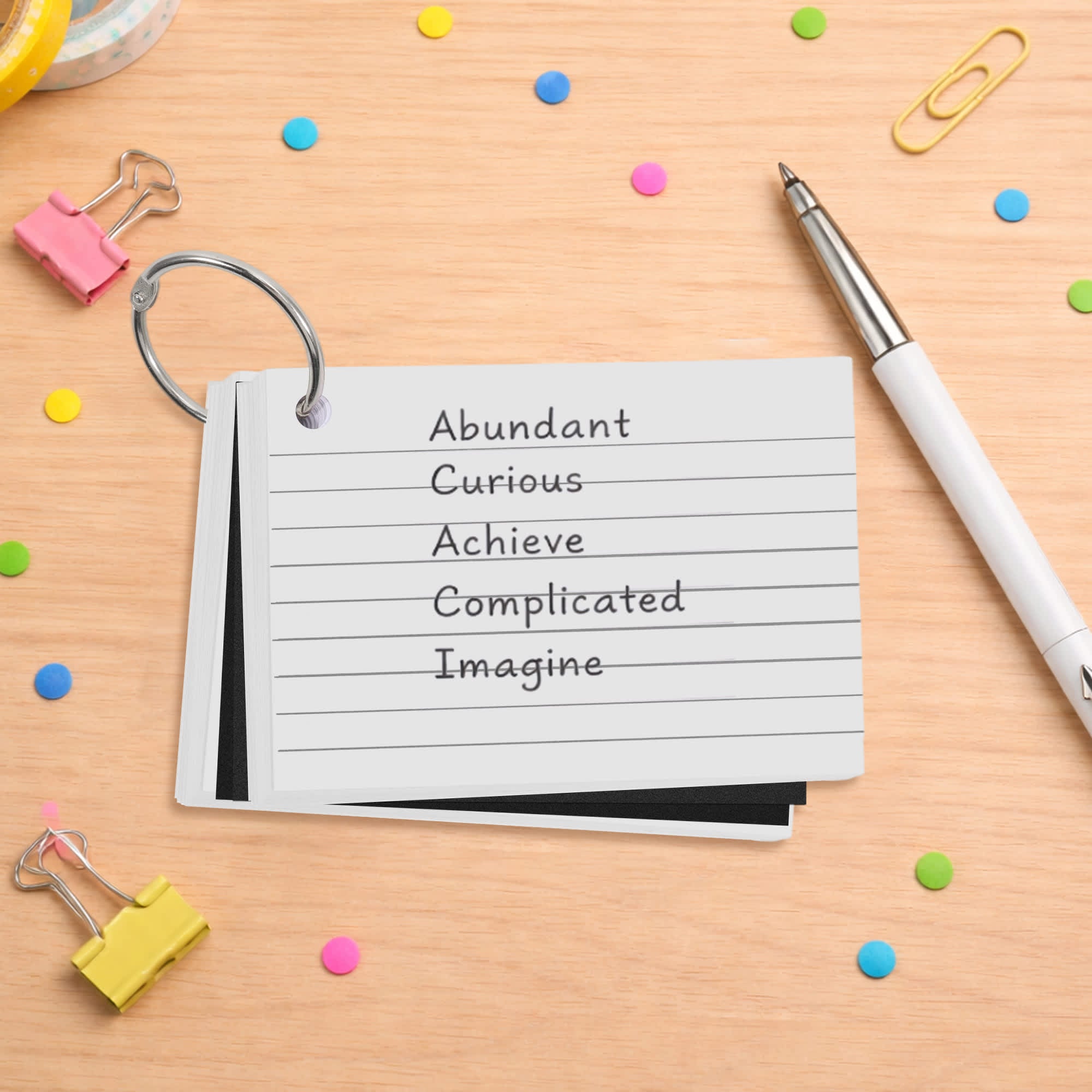 A7 Pearlescent Index Cards with Ring