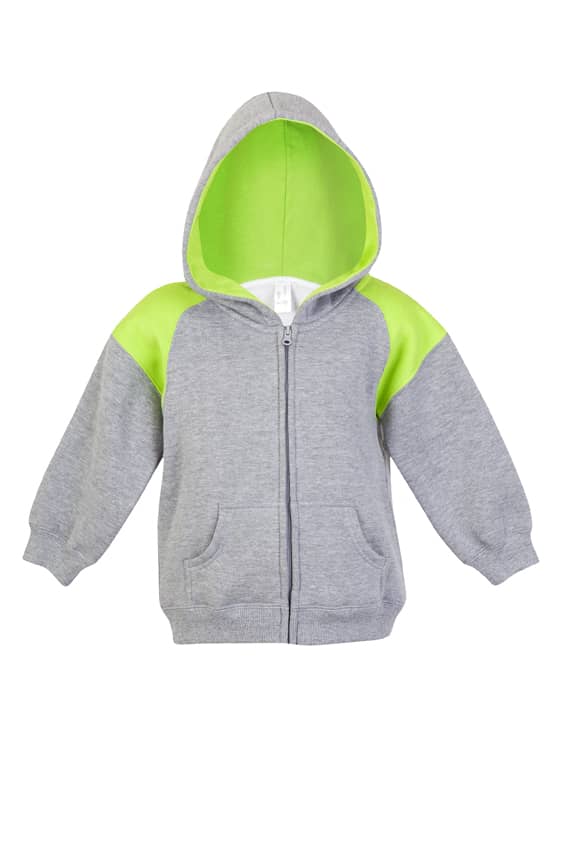 Kids Shoulder Contrast Panel Hoodies with Zipper