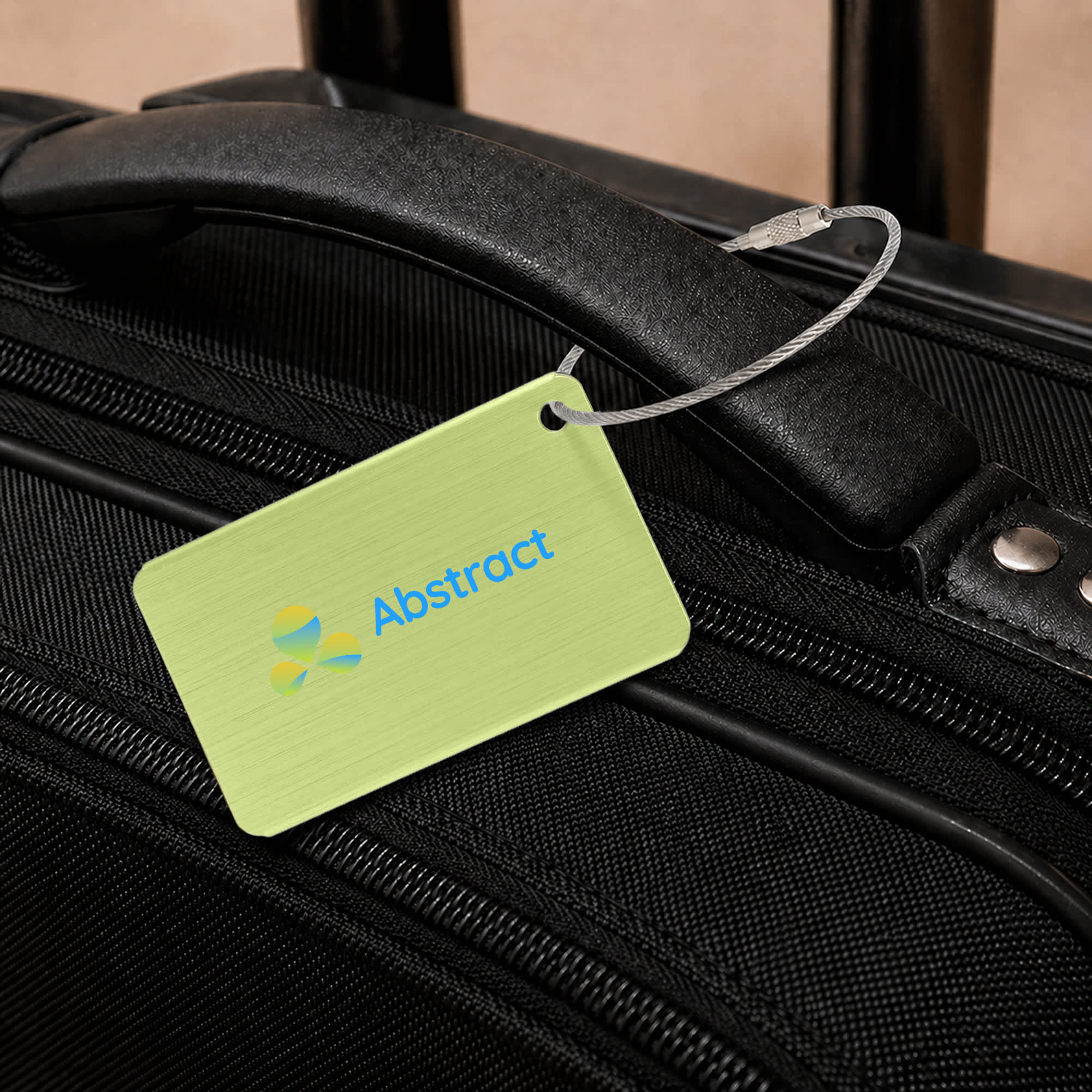 Plane Square Brushed Aluminium Luggage Tag