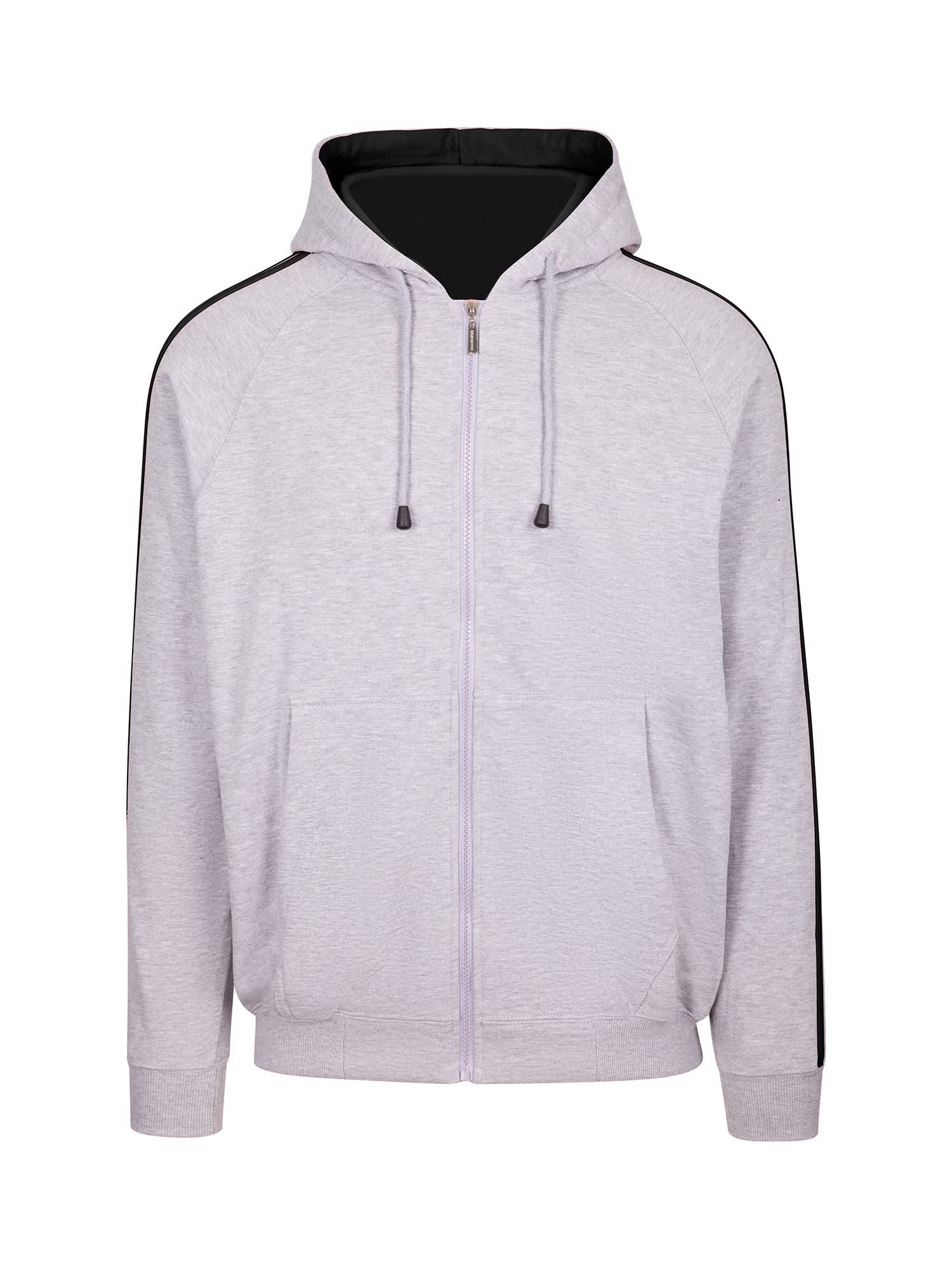 Mens Unbrushed Stripe Sleeve Hoodie